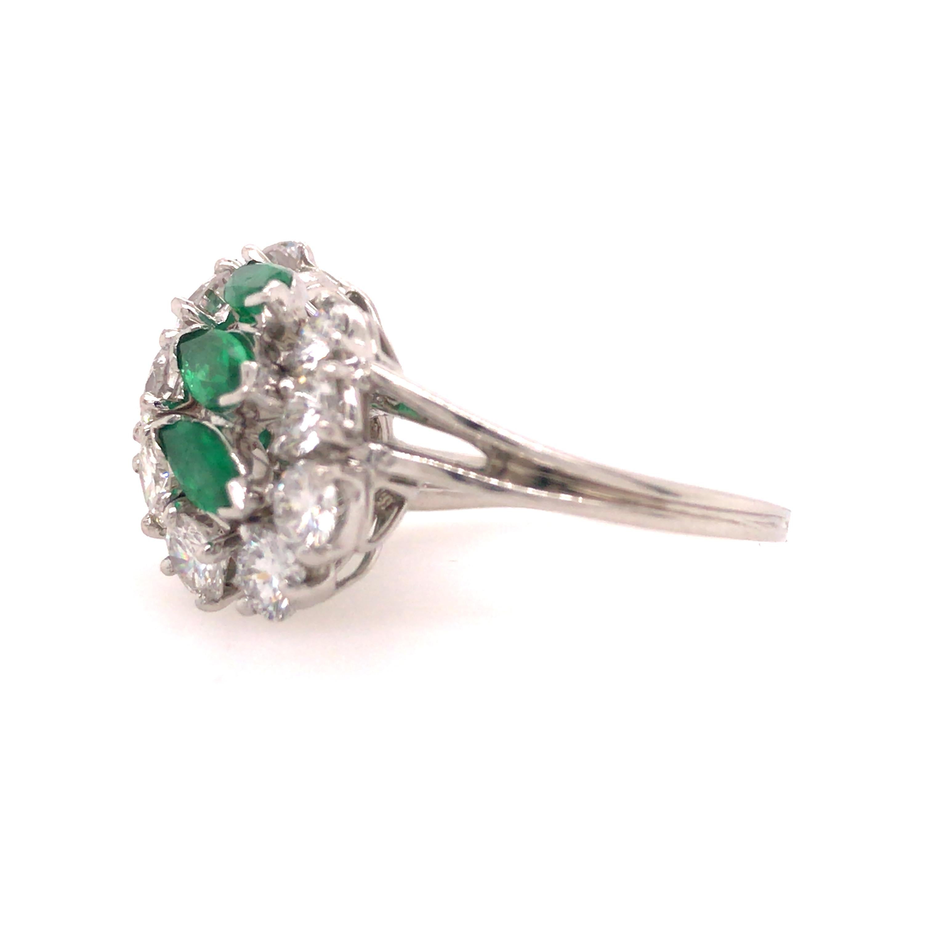 Marquise Cut Oscar Heyman Emerald and Diamond Ring in Platinum