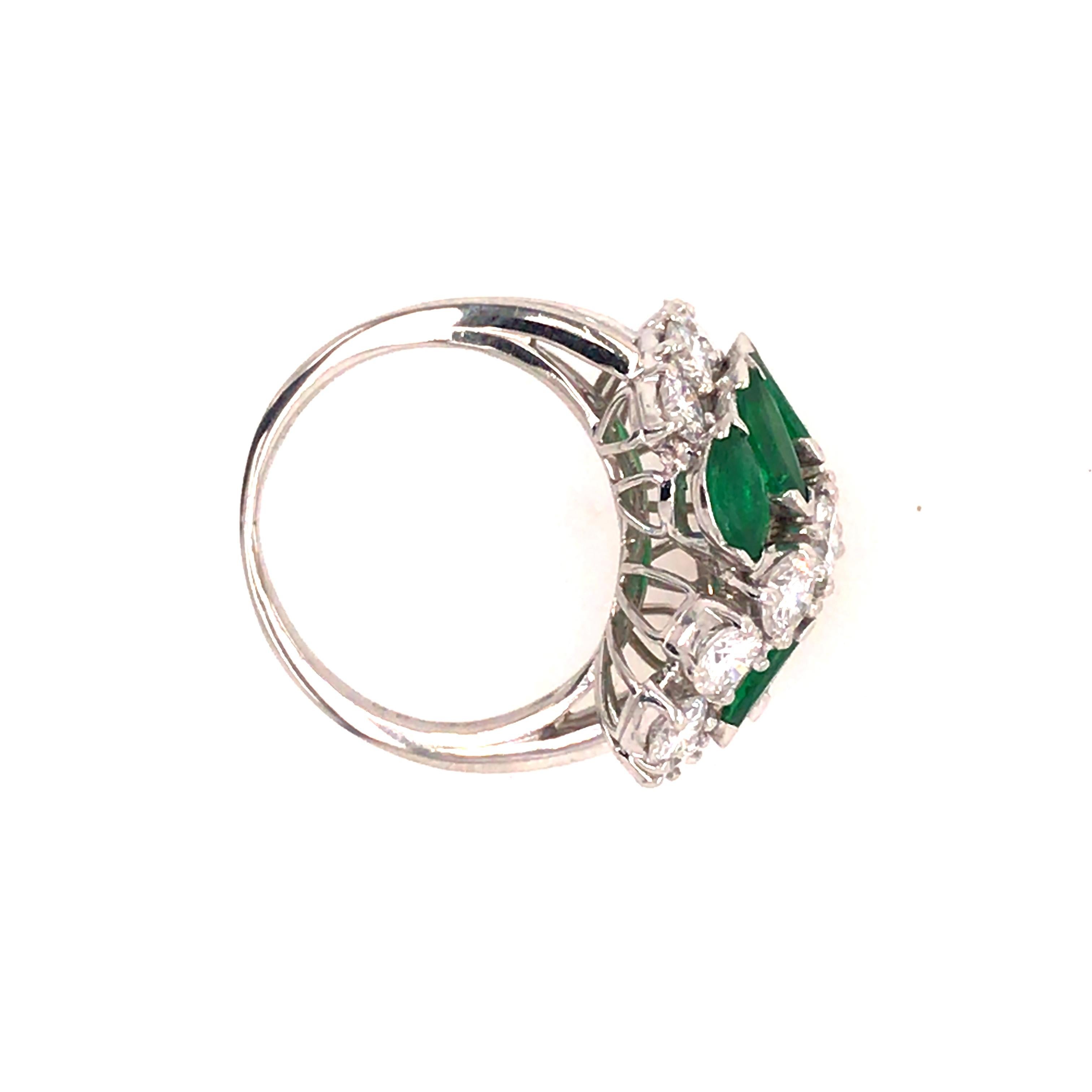 Women's Oscar Heyman Emerald and Diamond Ring in Platinum