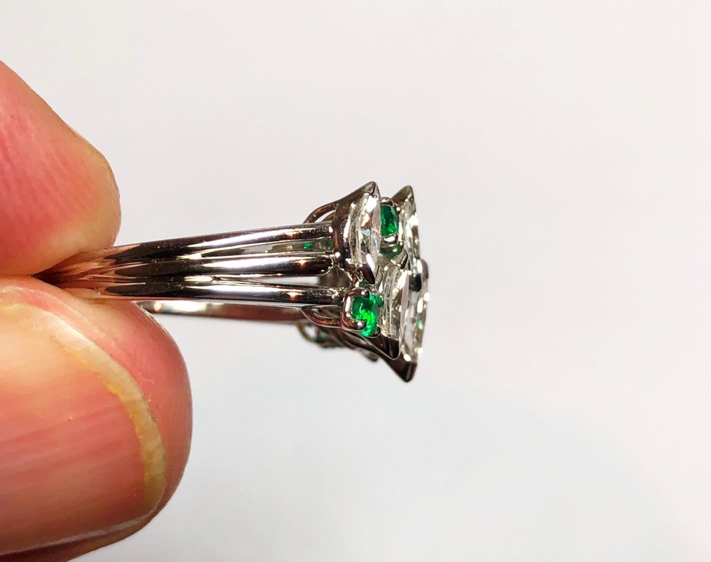 Women's Oscar Heyman Emerald Diamond Platinum Ring