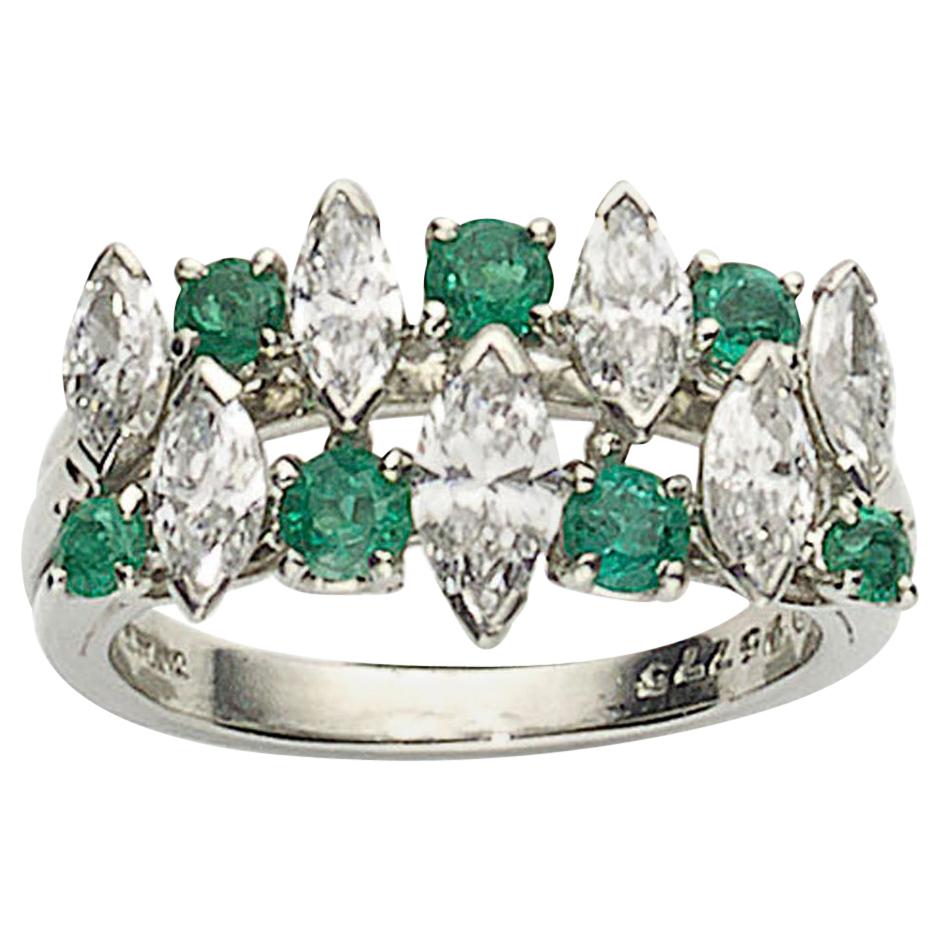 Oscar Heyman Emerald Diamond Platinum Ring