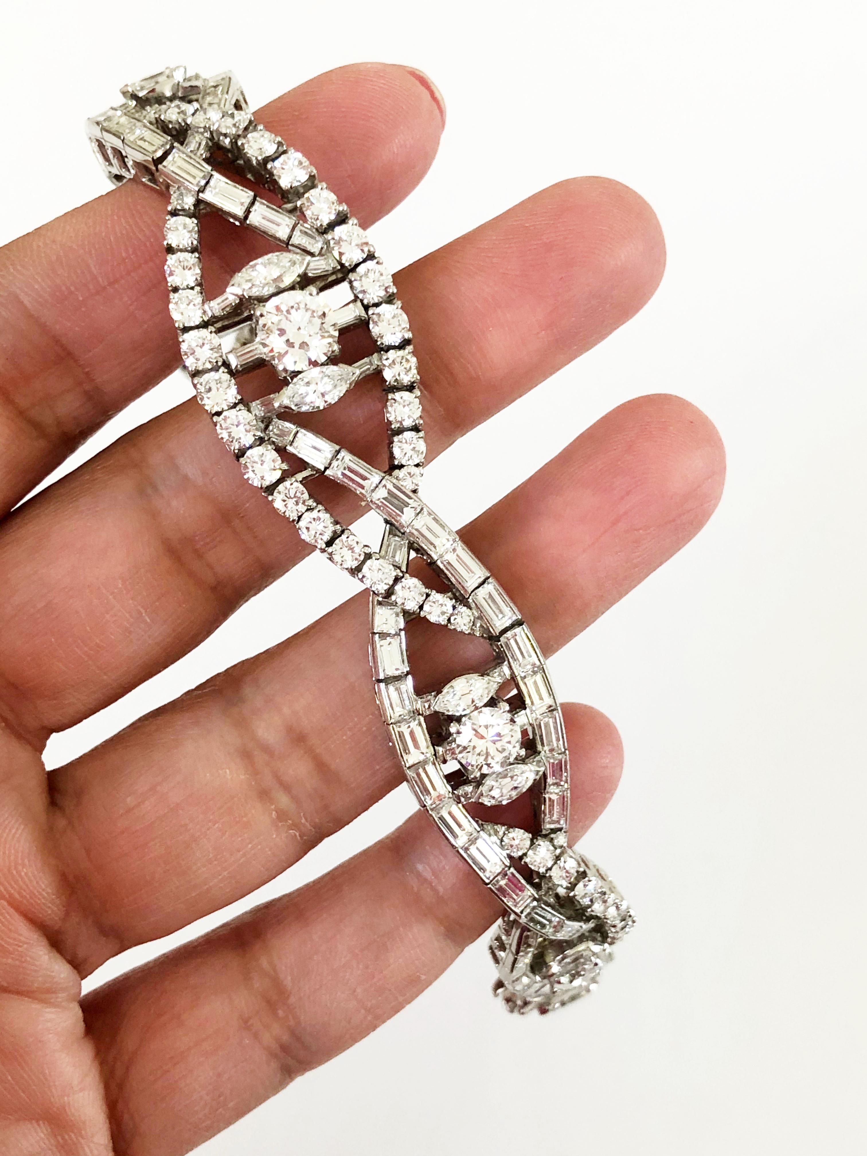 Women's or Men's Oscar Heyman Estate Diamond and Platinum Bracelet Made in 1975