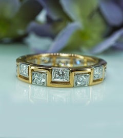 OSCAR HEYMAN Eternity Diamond Ring 18K Gold Platinum Size 5.75