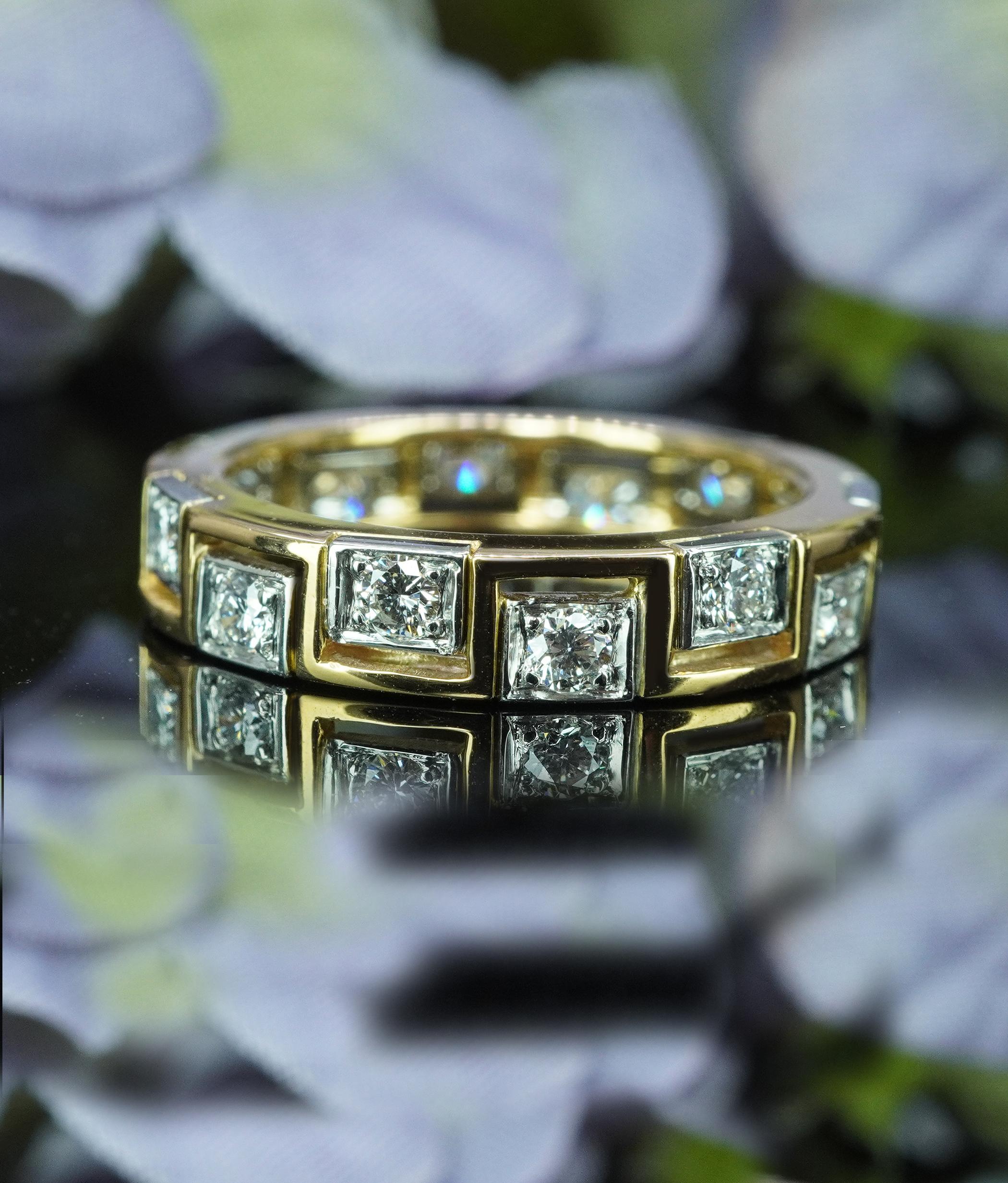 OSCAR HEYMAN Ewiger Diamantring 18K Gold Platin Größe 5.75 (Rundschliff) im Angebot