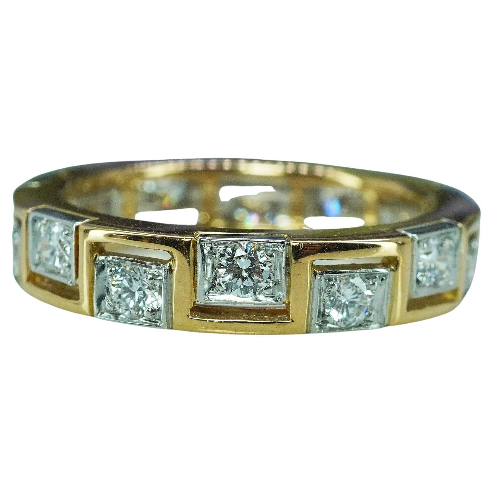Oscar Heyman Bague Eternité Diamant Or 18K Platine Taille 5.75