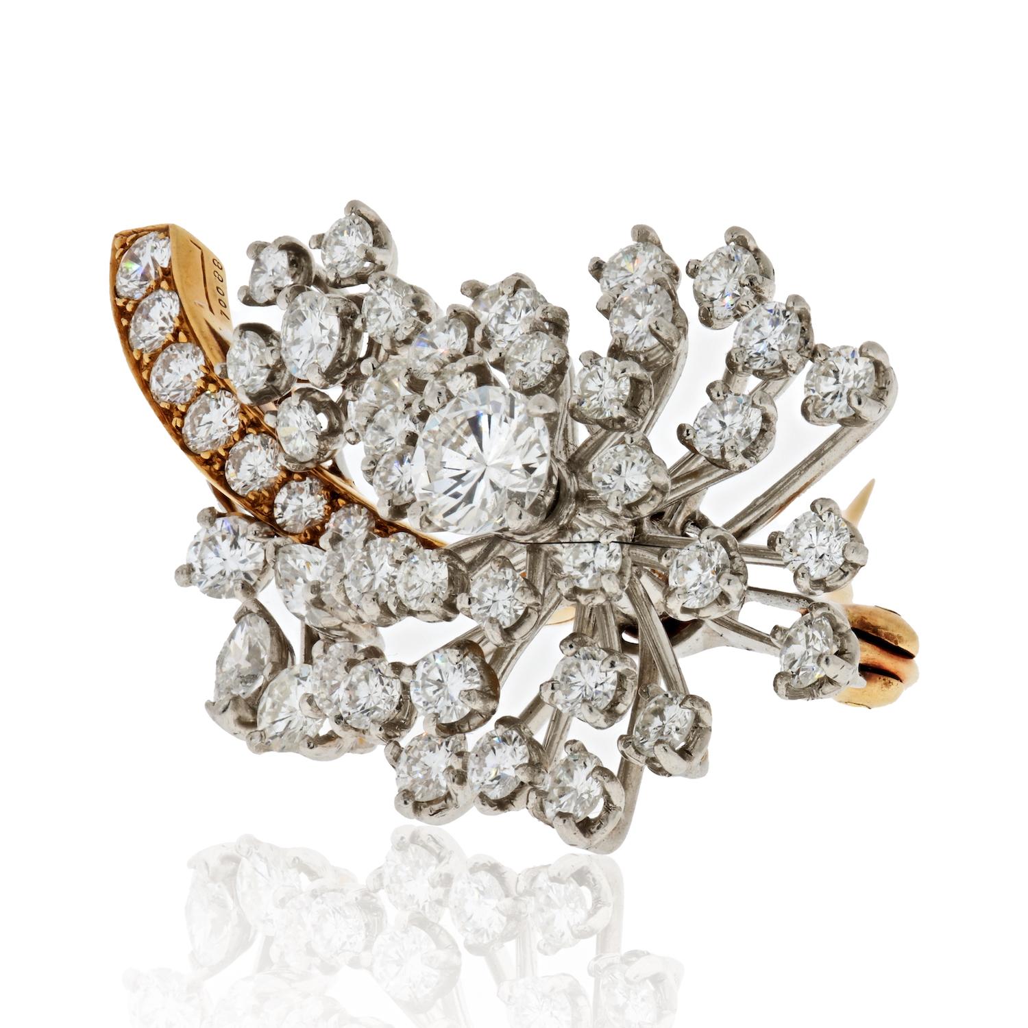 Modern Oscar Heyman Flower Diamond Brooch