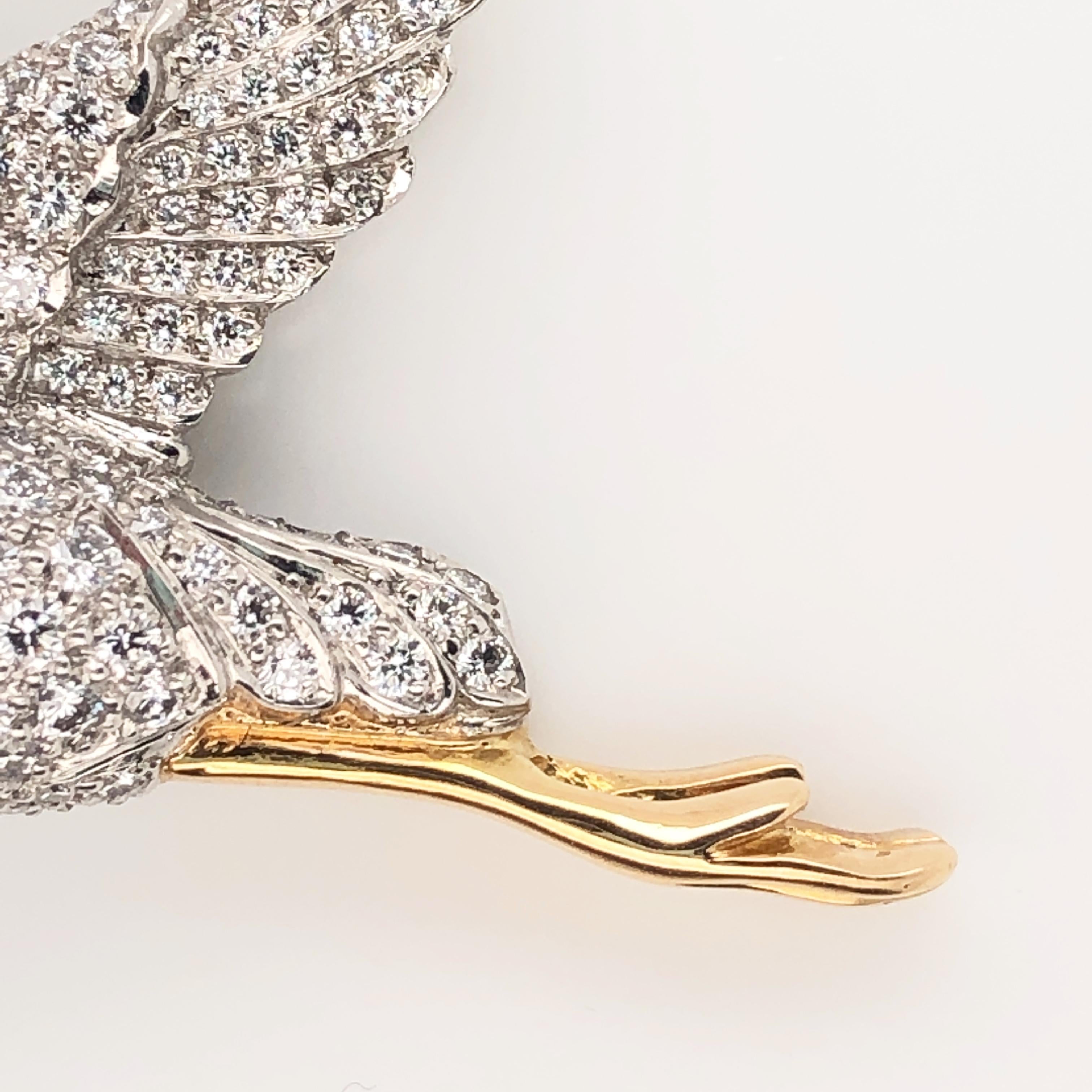Contemporary Oscar Heyman Flying Egret Ruby and Diamond Bird Brooch For Sale