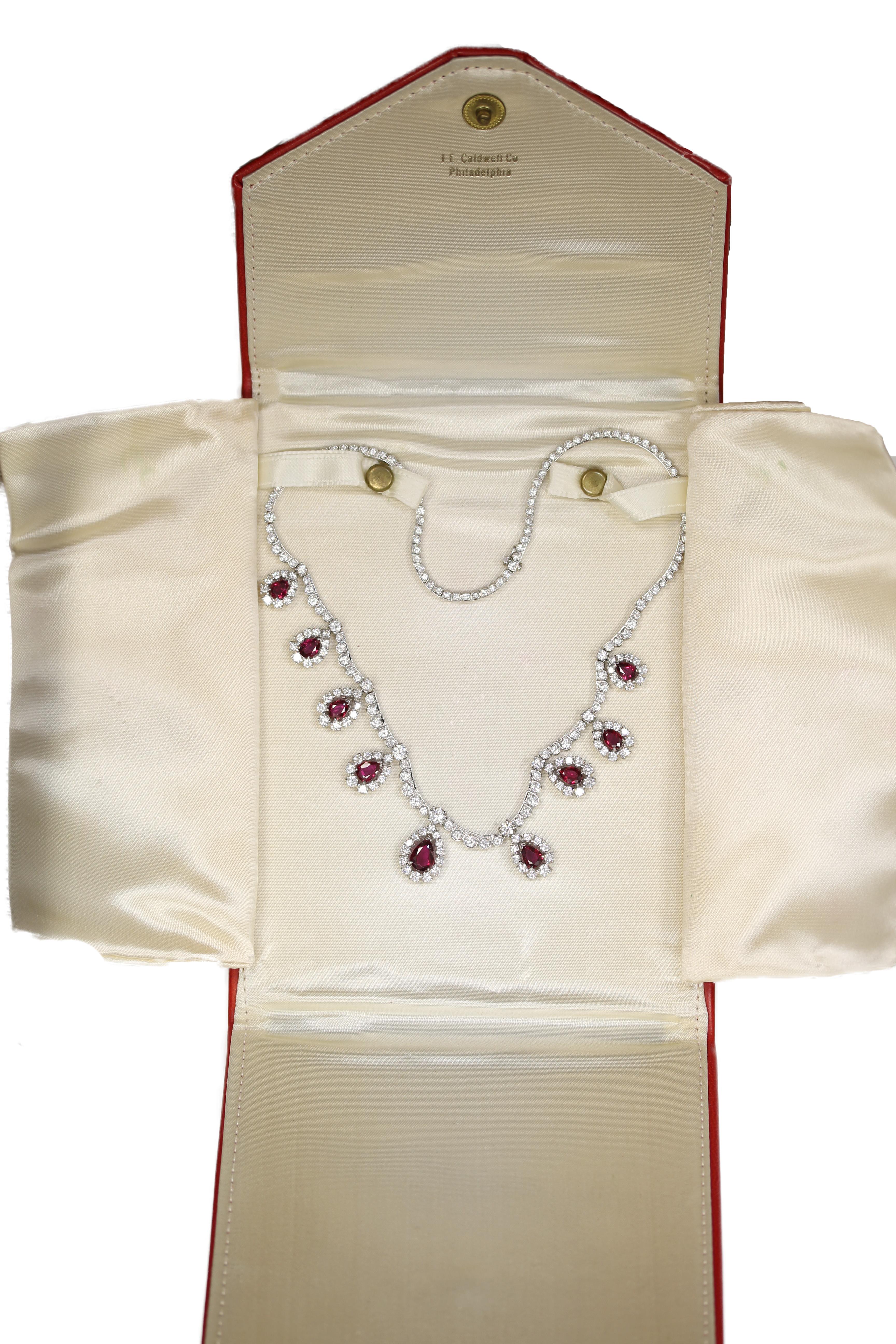 Women's Oscar Heyman for J. E. Caldwell Ruby and Diamond Necklace   For Sale