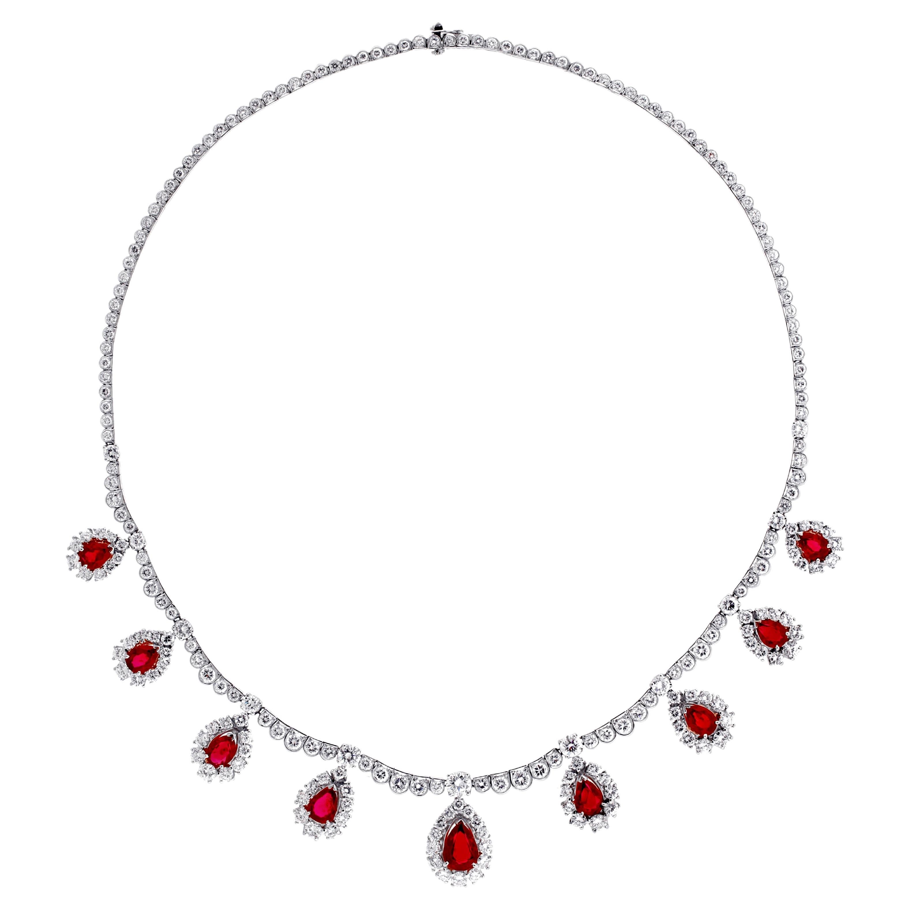 Oscar Heyman for J. E. Caldwell Ruby and Diamond Necklace   For Sale