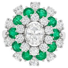 Oscar Heyman GIA Certified 3 Carat Oval Diamond Emeralds Platinum Ring