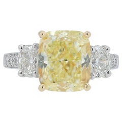 Oscar Heyman Verlobungsring, GIA-zertifizierter 5,04 Karat gelber Fancy-Diamant
