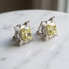 Oscar Heyman GIA Certified Fancy Yellow Diamond Platinum Clip-On Ear