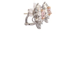 Oscar Heyman GIA Certified Pink Diamond Cluster Earrings in Platinum