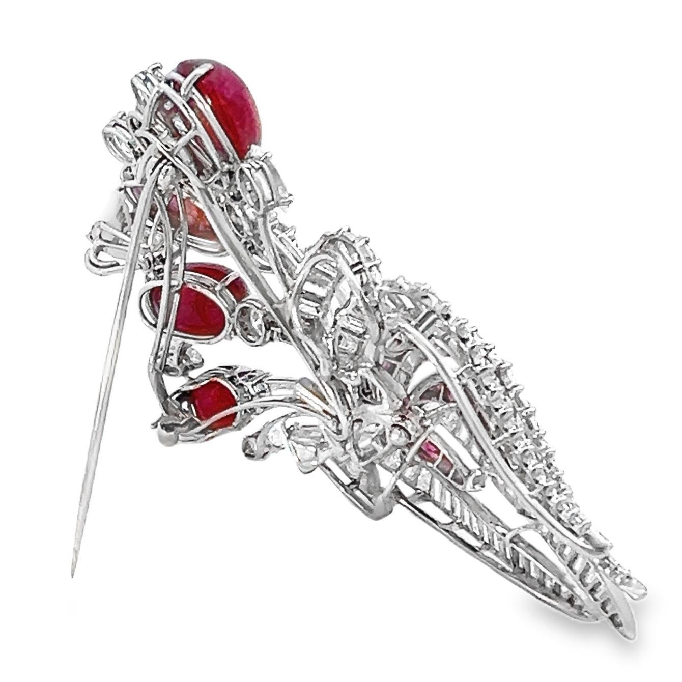 Broche de rubíes y diamantes certificado por el GIA Oscar Heyman en venta 5