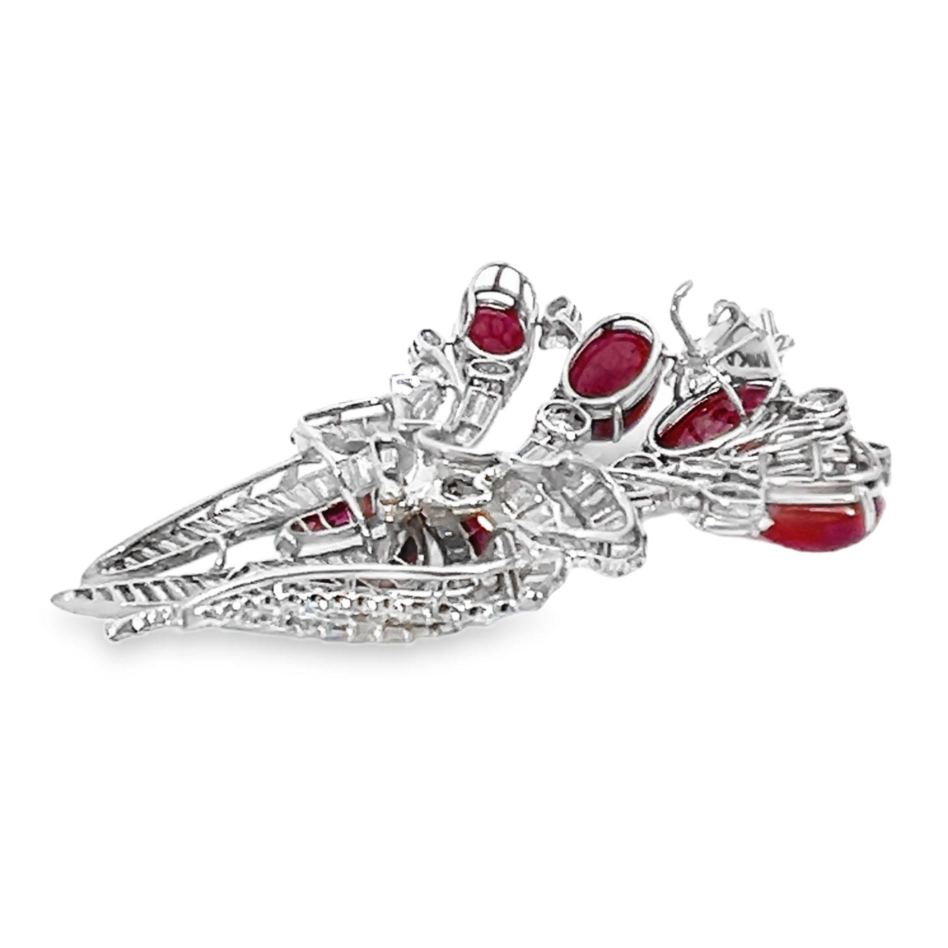 Broche de rubíes y diamantes certificado por el GIA Oscar Heyman en venta 7