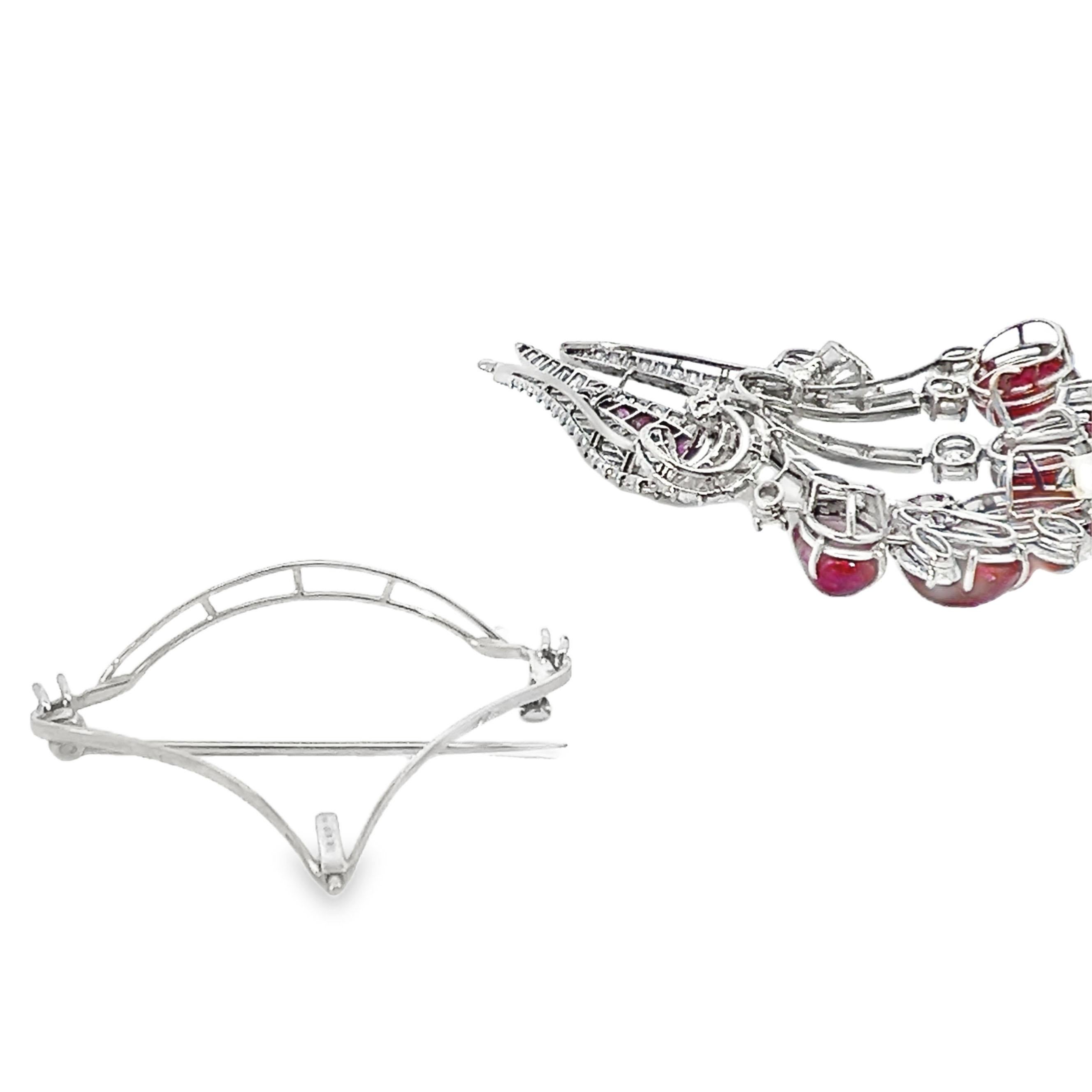 Broche de rubíes y diamantes certificado por el GIA Oscar Heyman en venta 2