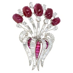 Oscar Heyman GIA Certified Ruby and Diamond Brooch