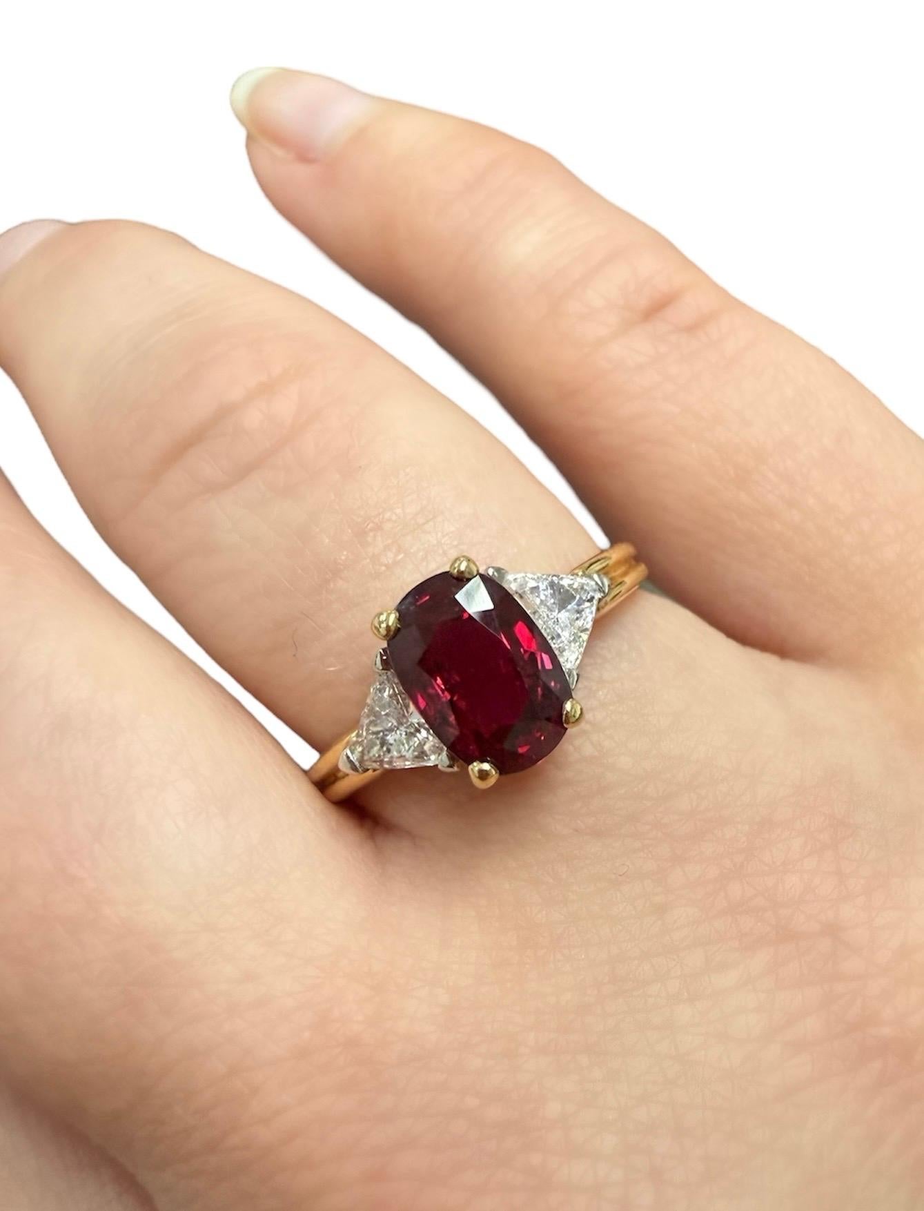 Women's Oscar Heyman, GIA Certified Ruby and Diamond Ring For Sale