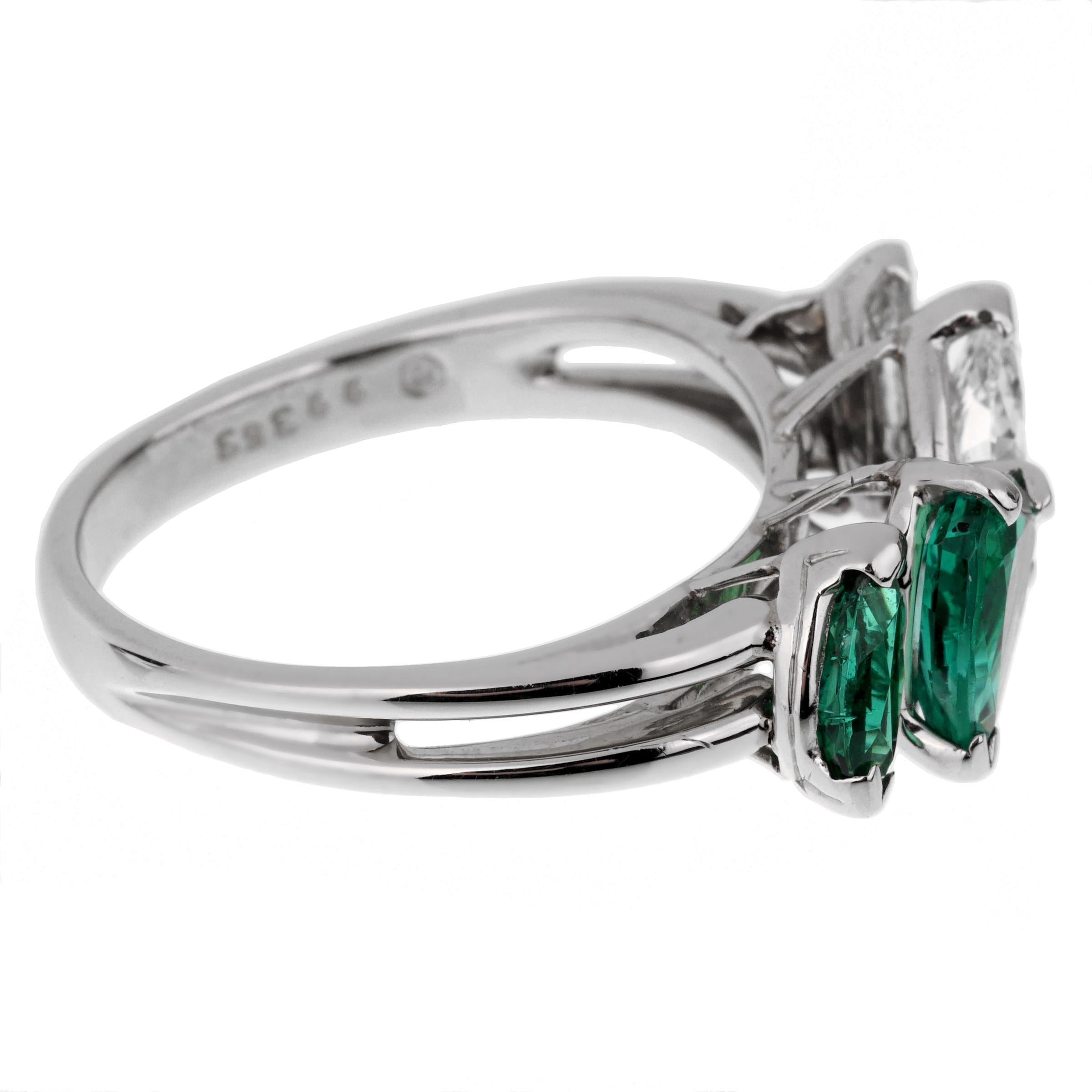 Oscar Heyman GIA-zertifizierter Vintage Smaragd-Diamant-Cocktailring (Tropfenschliff) im Angebot