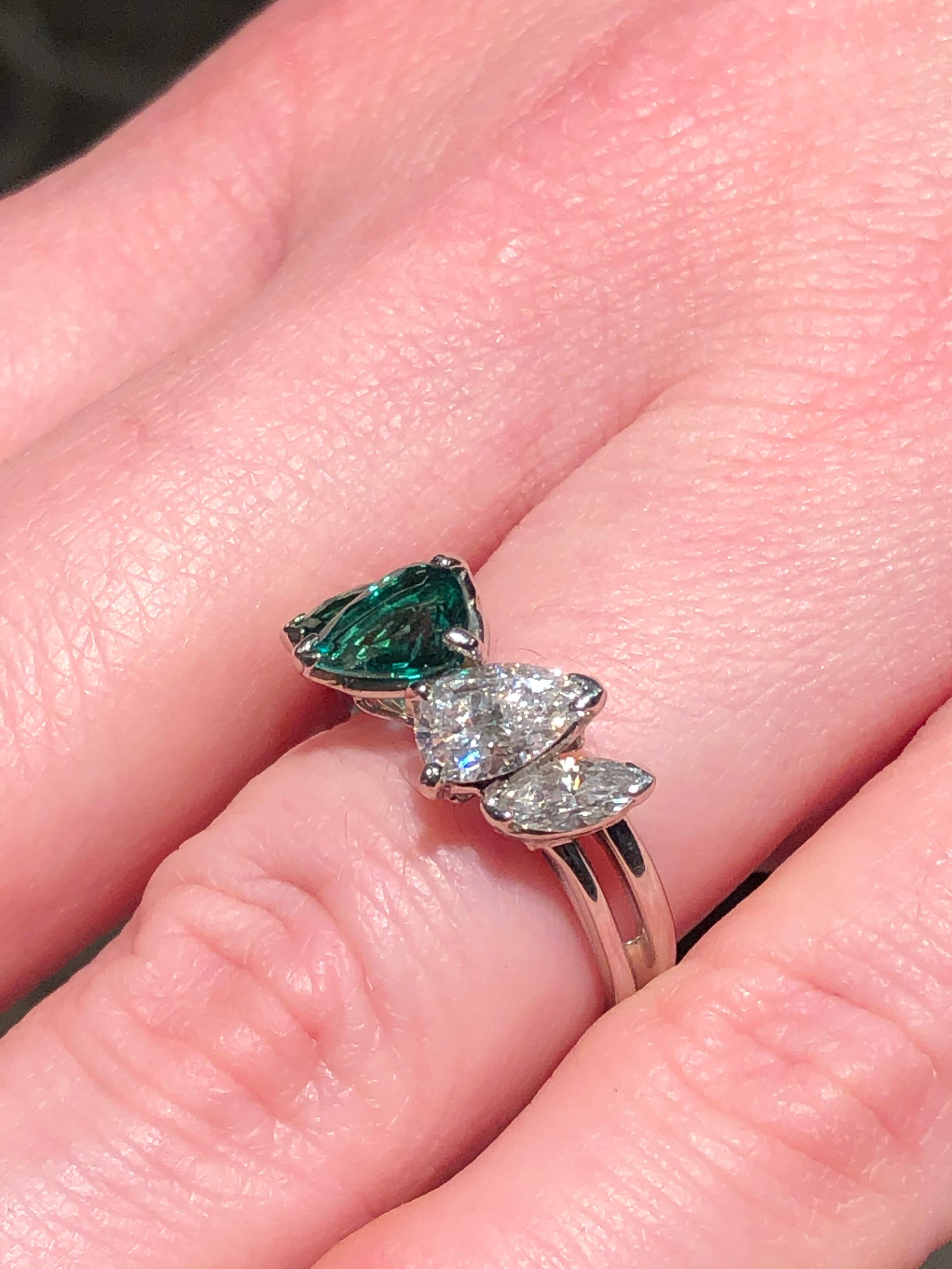 Oscar Heyman GIA-zertifizierter Vintage Smaragd-Diamant-Cocktailring für Damen oder Herren im Angebot
