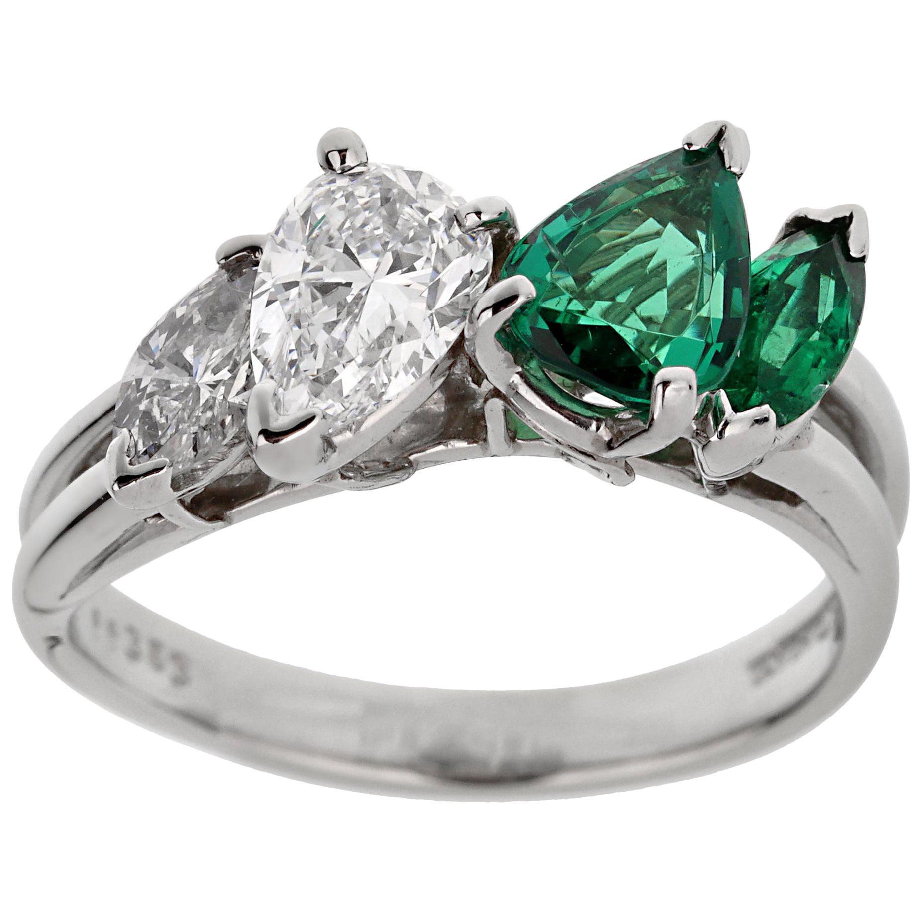 Oscar Heyman GIA Certified Vintage Emerald Diamond Cocktail Ring