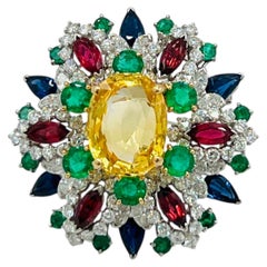 Oscar Heyman GIA Unheated Gemstone Brooch/Pendant