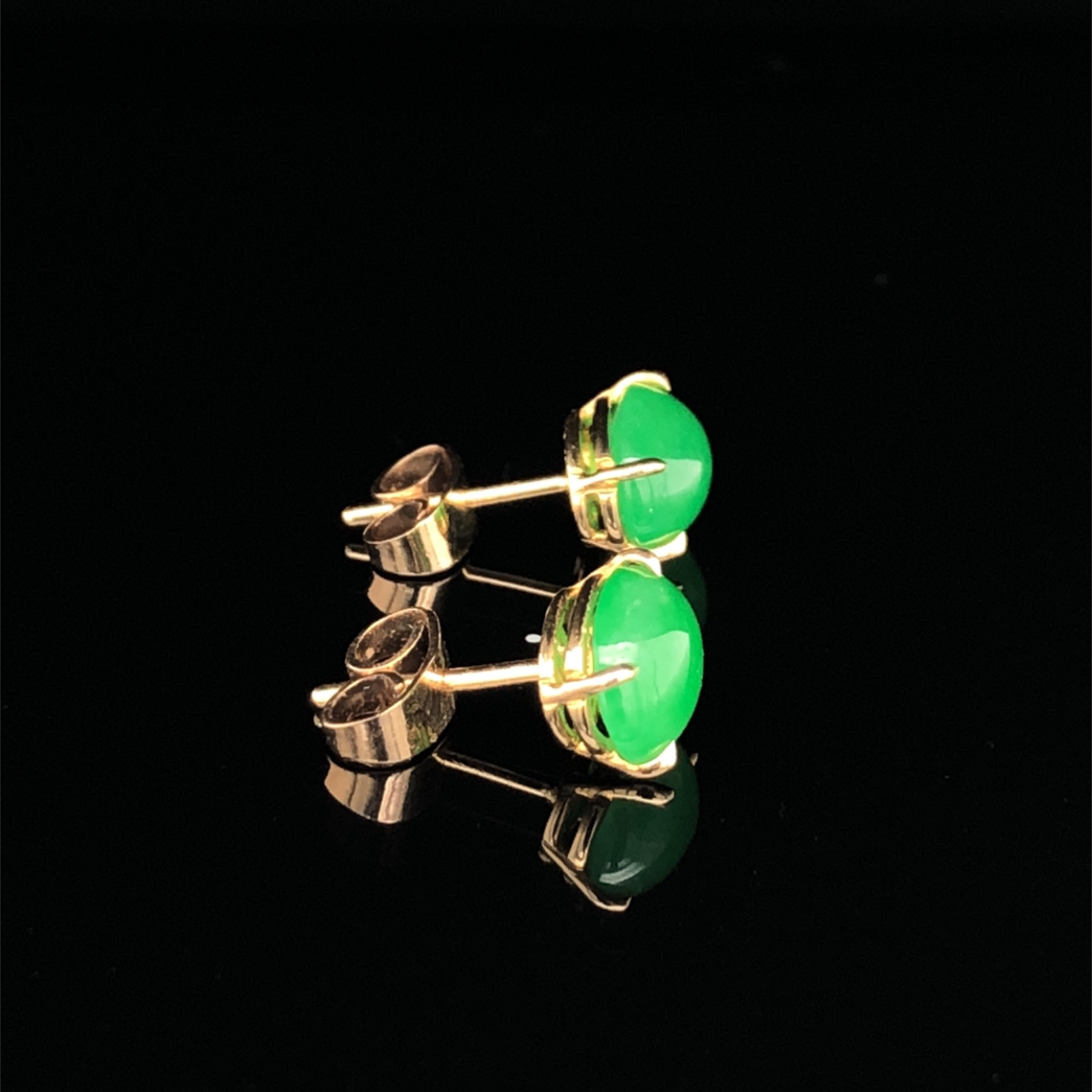 Contemporary Oscar Heyman Gold 2.76tcw Jade Stud Earrings