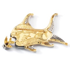 Oscar Heyman Gold 30 Carat One of a Kind Black Opal Snacking Fish Brooch