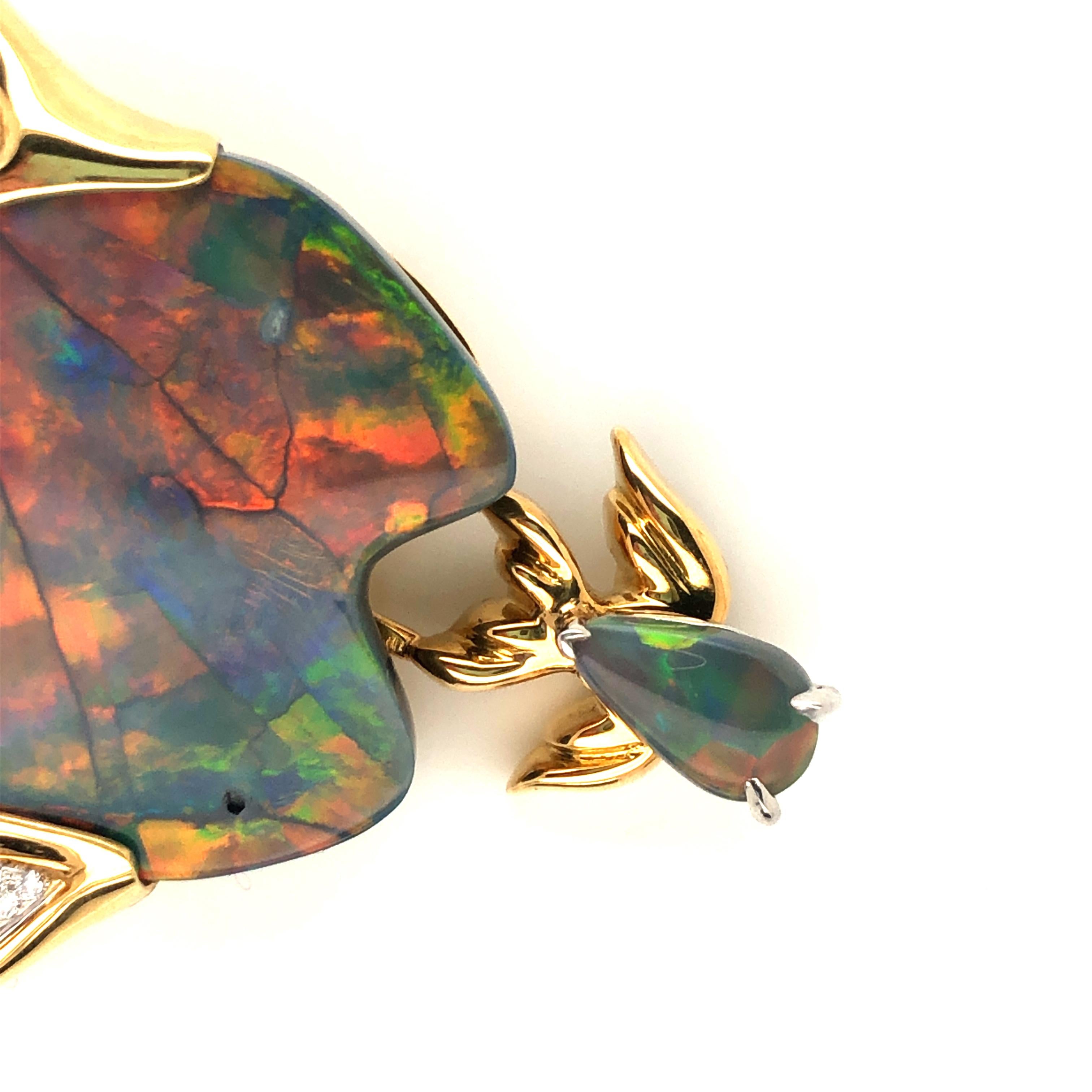 Contemporain Oscar Heyman Broche en or 30 carats avec opale noire, unique en son genre en vente