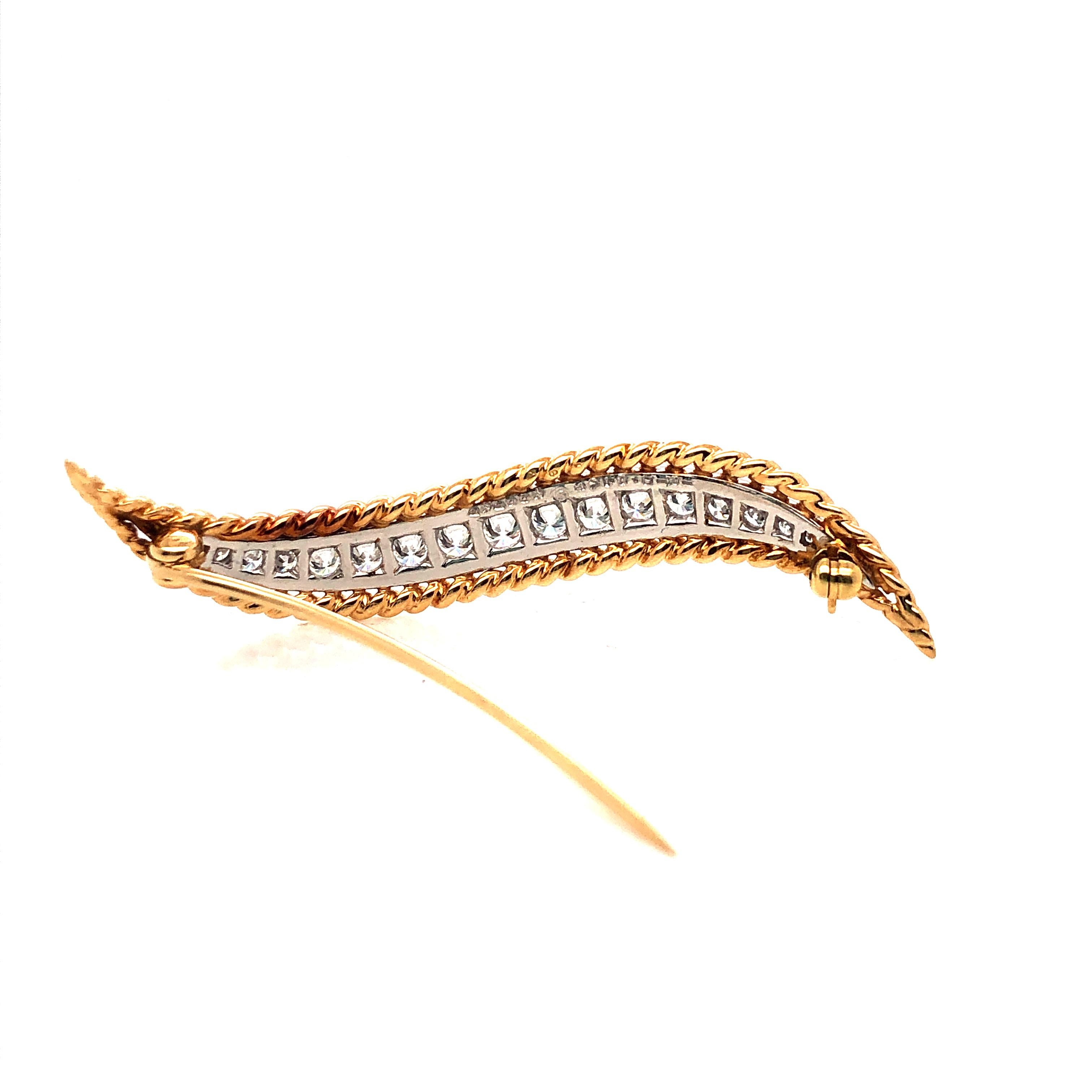 Contemporary Oscar Heyman Gold and Platinum Diamond Brooch For Sale