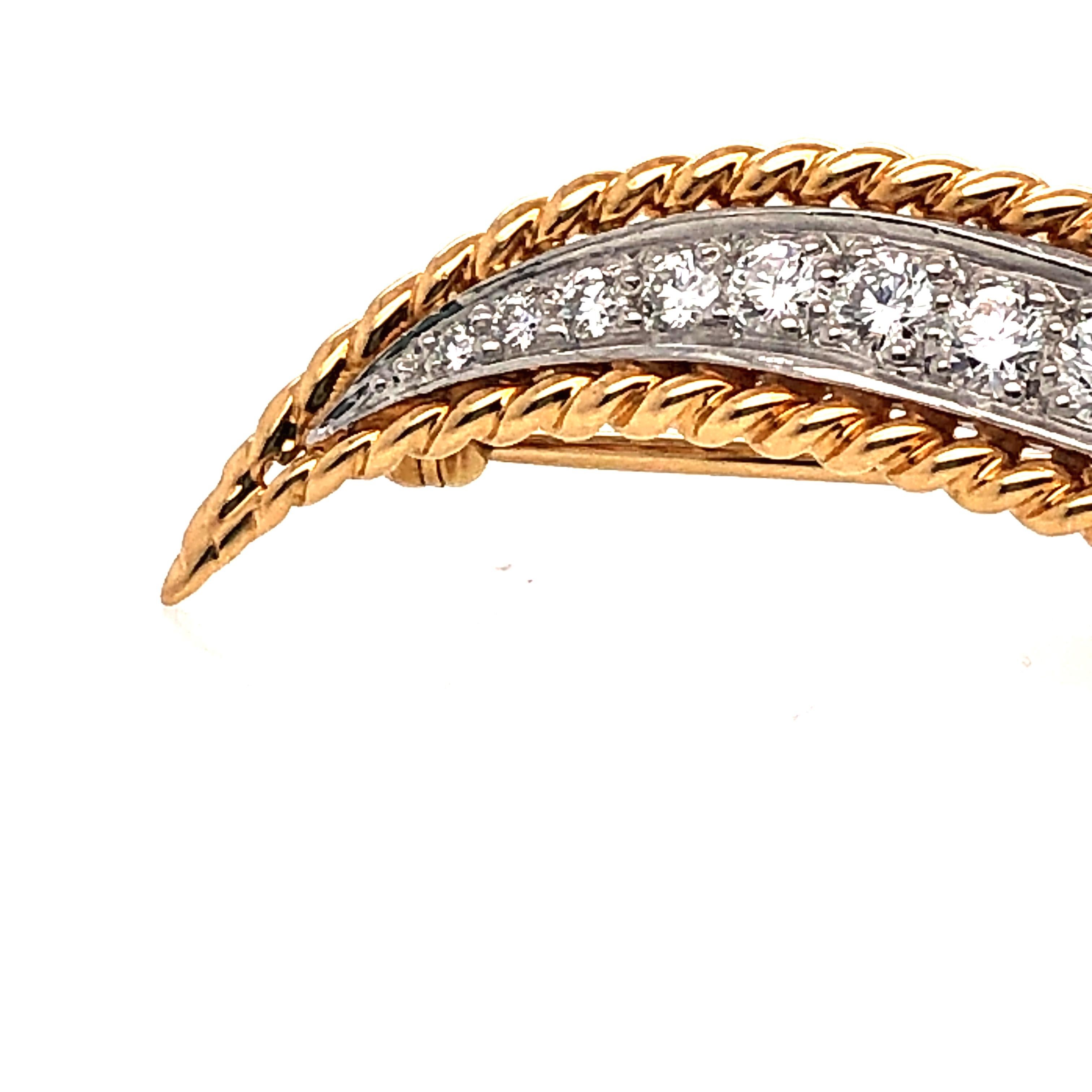 Oscar Heyman Gold and Platinum Diamond Brooch In New Condition For Sale In New York City, NY