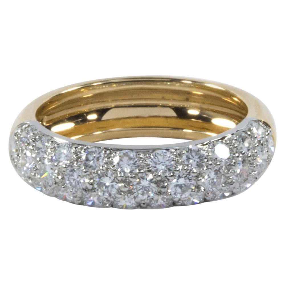 Oscar Heyman Gold and Platinum Halfway Diamond Wedding Band Ring sz. 6