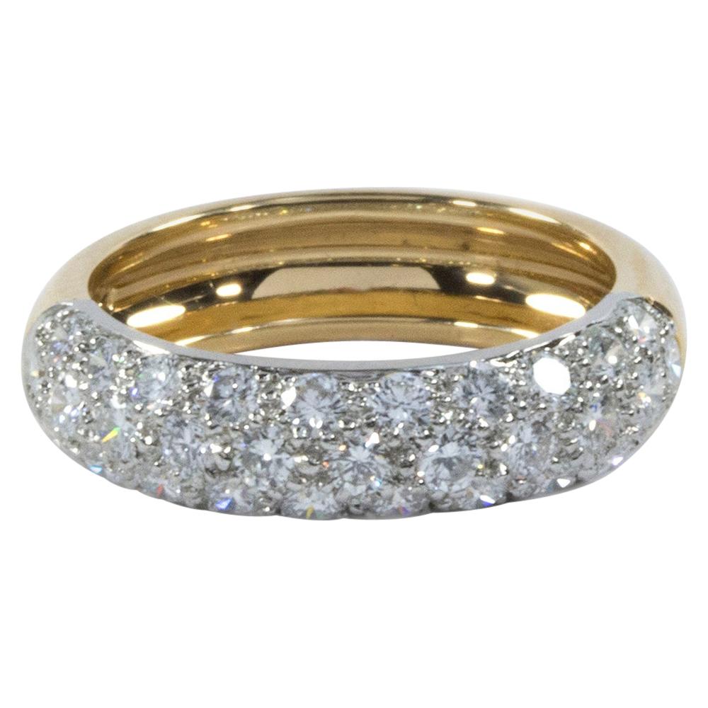 Oscar Heyman Gold and Platinum Round Diamond Wedding Band Ring For Sale