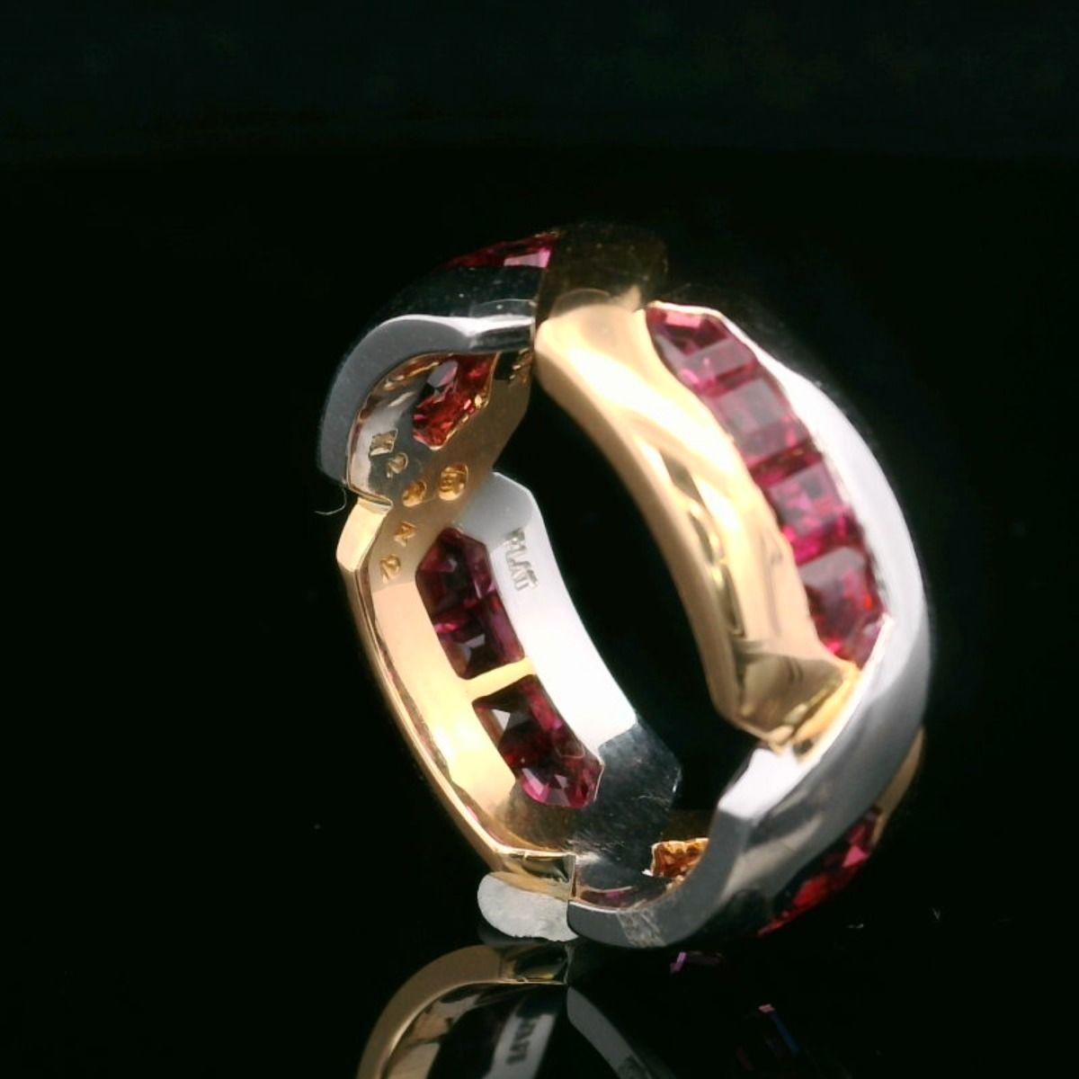 Women's or Men's Oscar Heyman Gold and Platinum Square Ruby Band Ring, sz. 6 For Sale