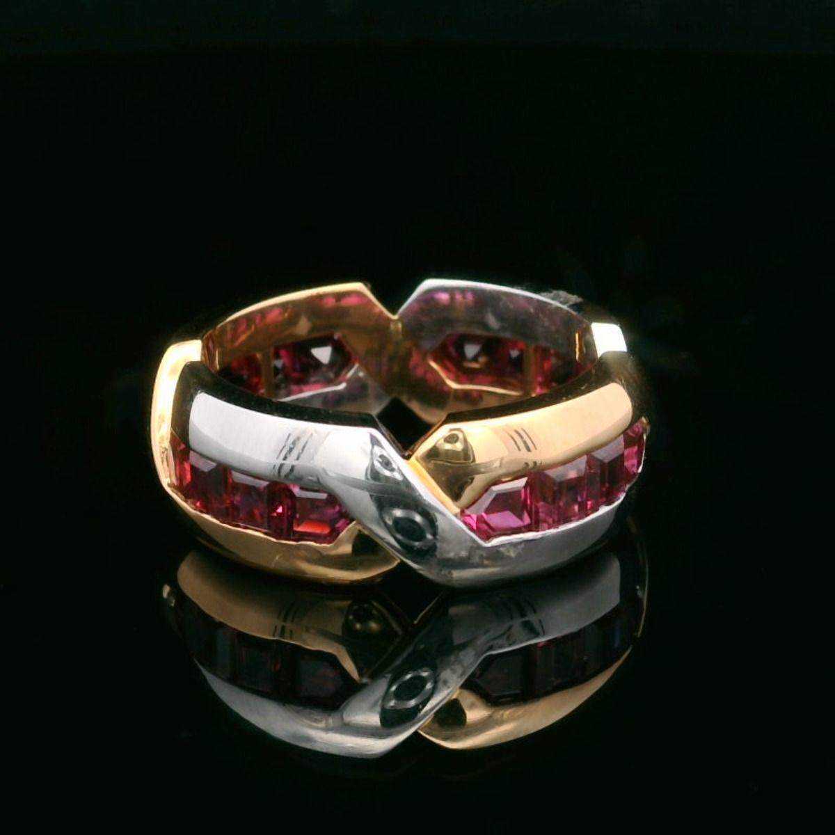 Oscar Heyman Gold and Platinum Square Ruby Band Ring, sz. 6 For Sale 1