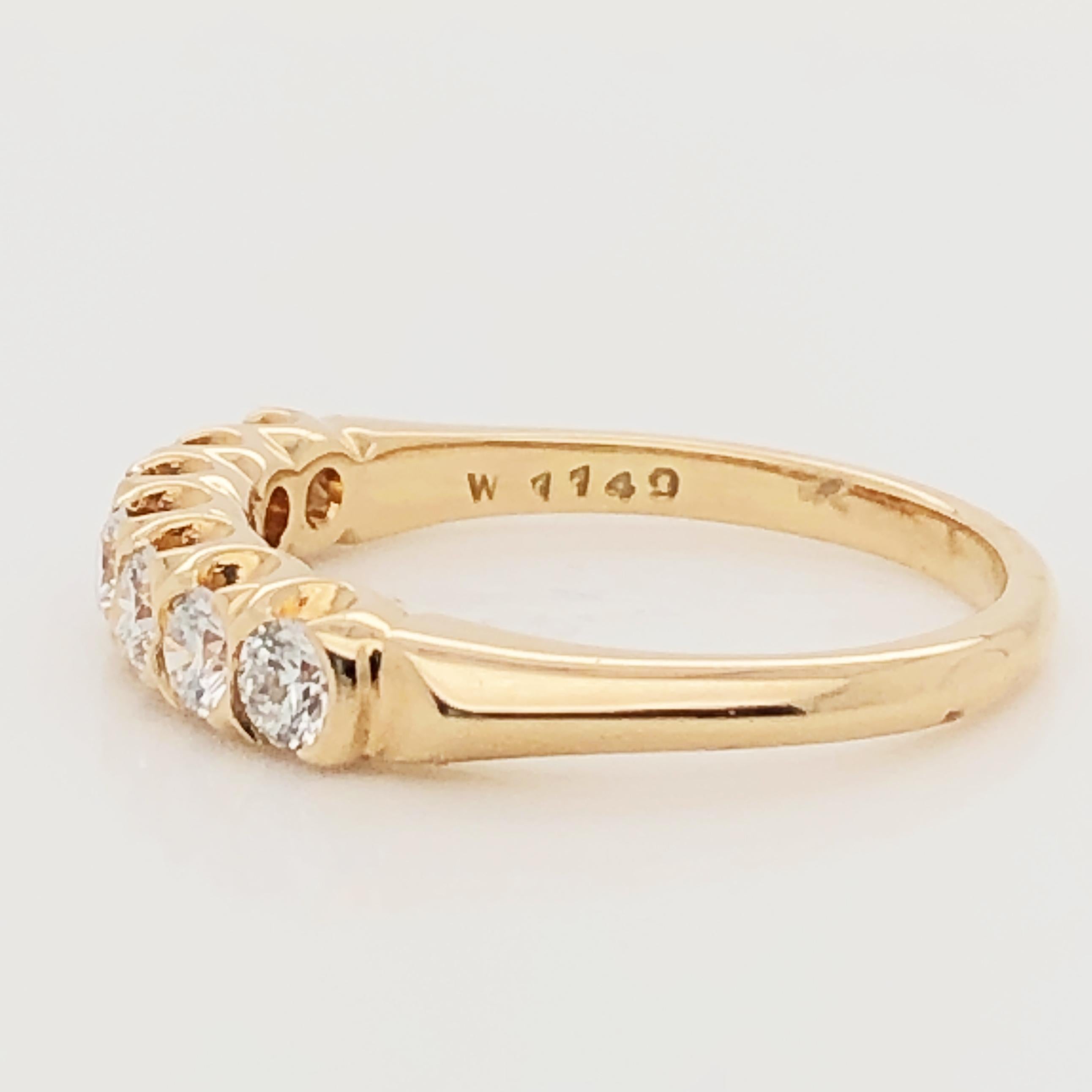 Round Cut Oscar Heyman Gold Diamond Partway Wedding Band Ring