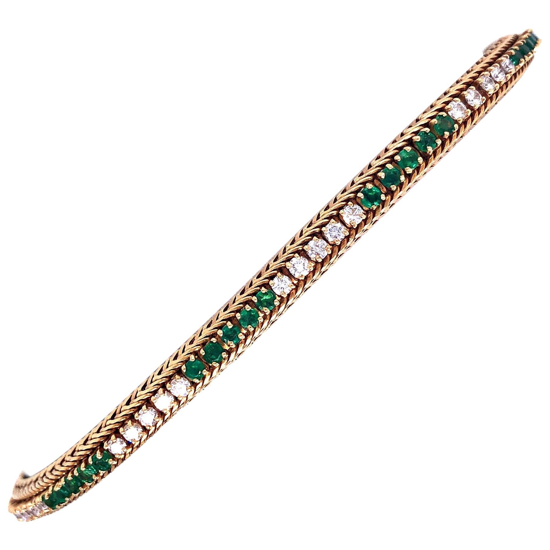 Oscar Heyman Gold Emerald and Diamond Bracelet