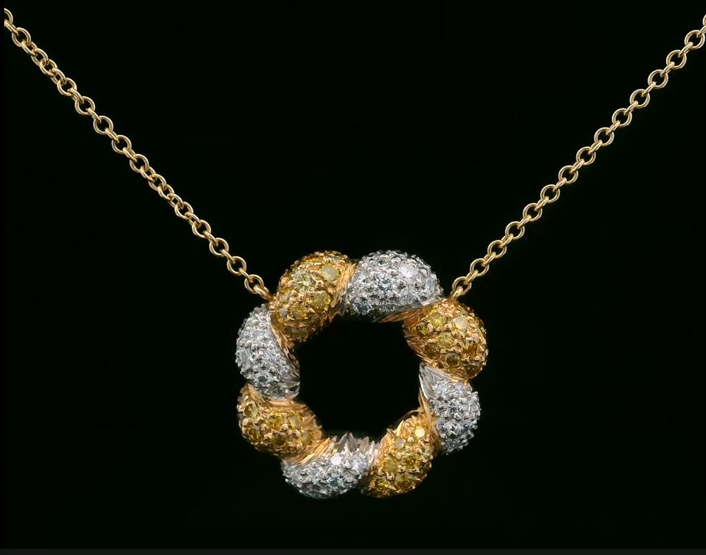 Contemporary Oscar Heyman Gold & Platinum 1.99tcw All Diamond Eternity Pendant For Sale