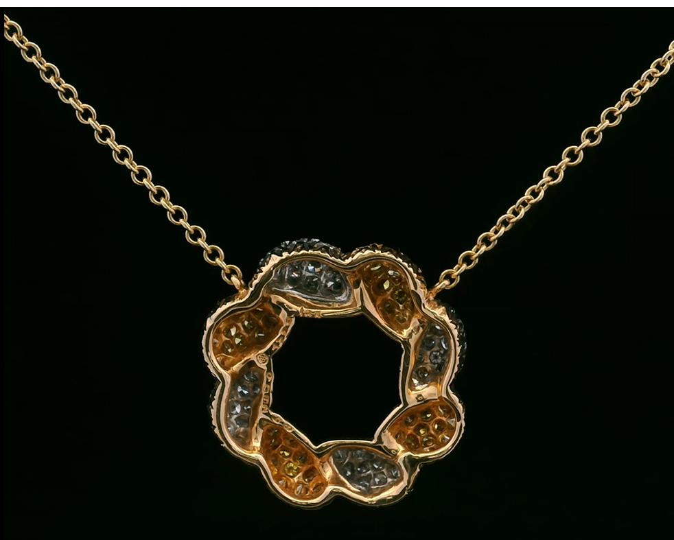 Round Cut Oscar Heyman Gold & Platinum 1.99tcw All Diamond Eternity Pendant For Sale