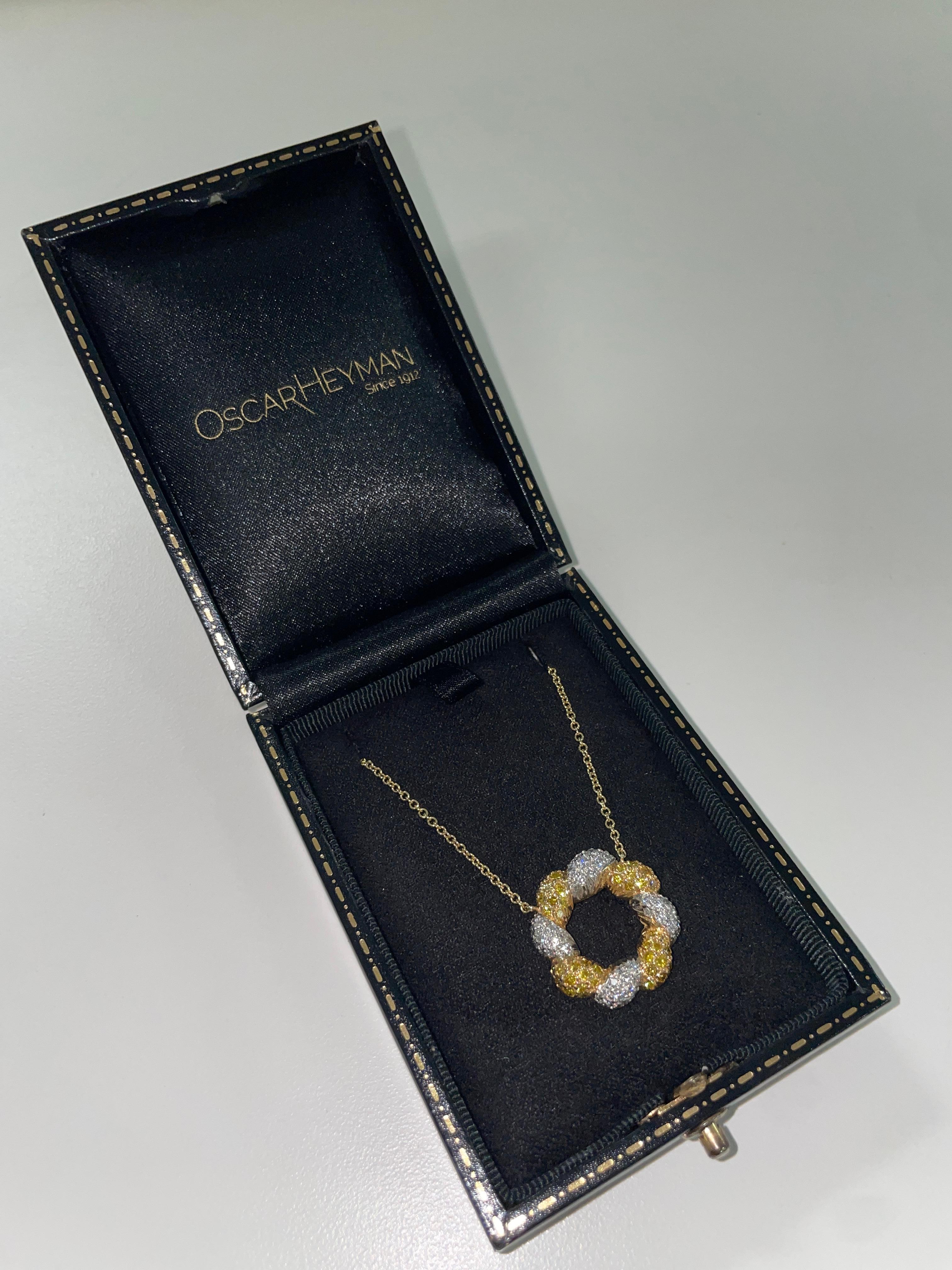 Oscar Heyman Gold & Platinum 1.99tcw All Diamond Eternity Pendant For Sale 2
