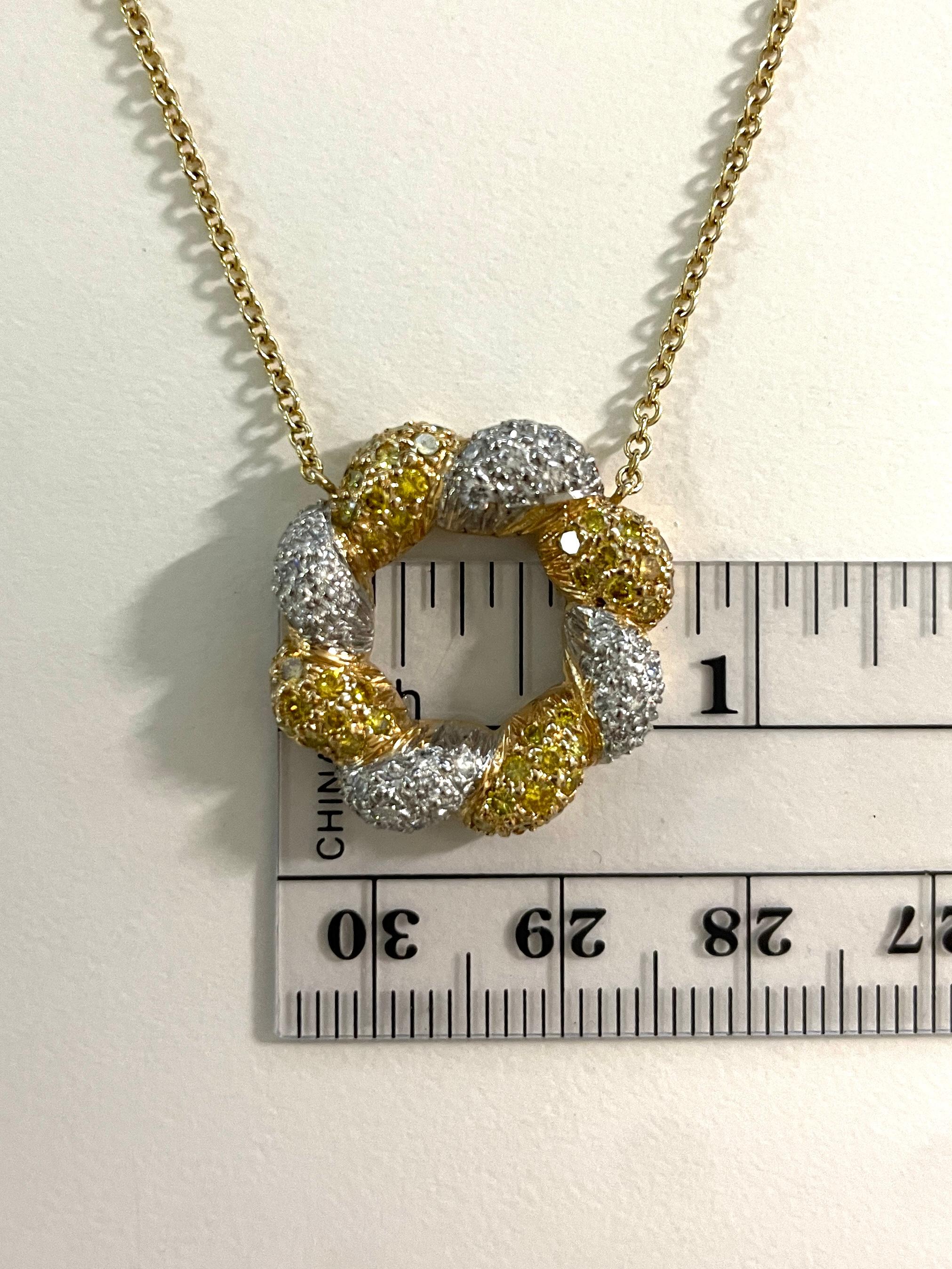 Oscar Heyman Gold & Platinum 1.99tcw All Diamond Eternity Pendant For Sale 3