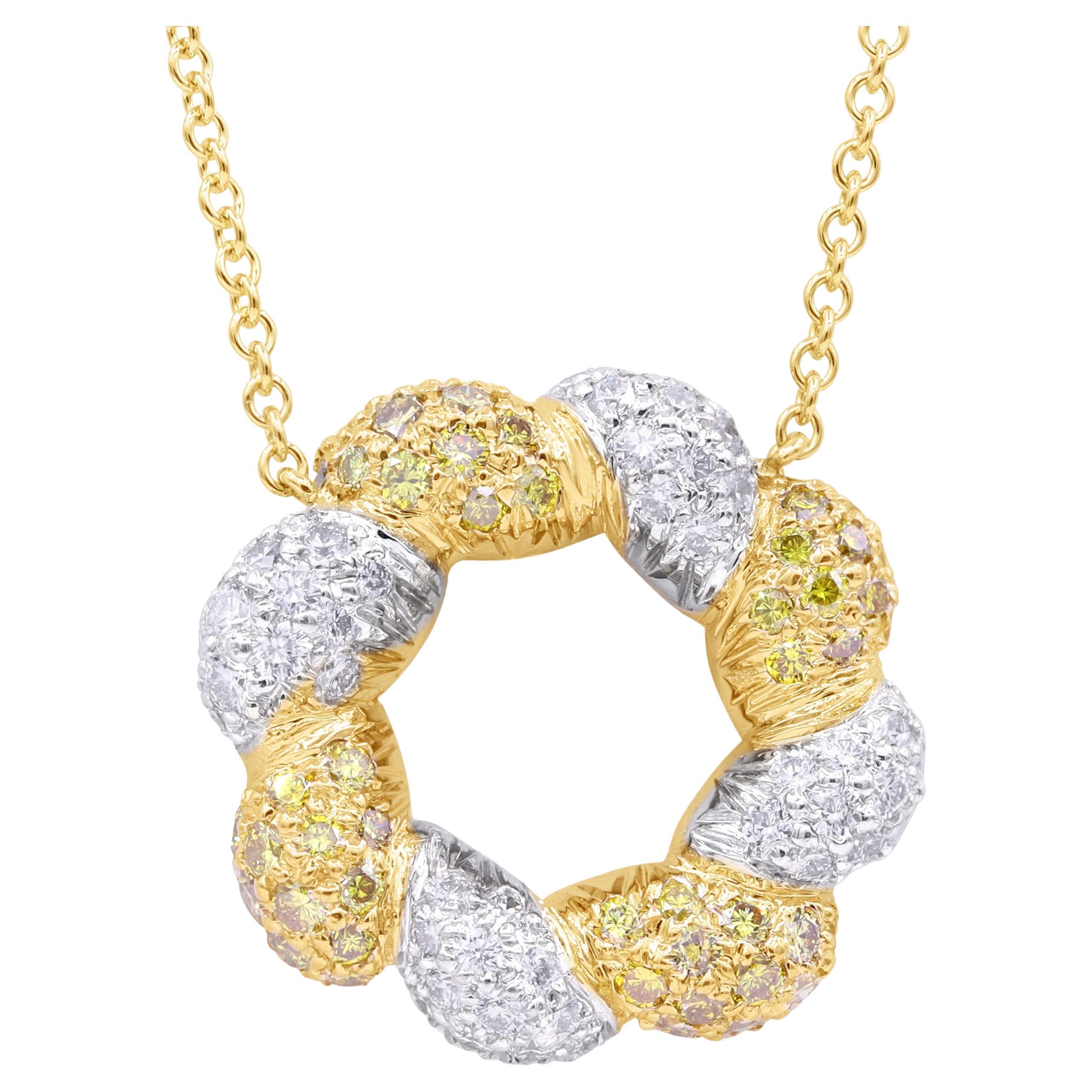 Oscar Heyman Gold & Platinum 1.99tcw All Diamond Eternity Pendant For Sale