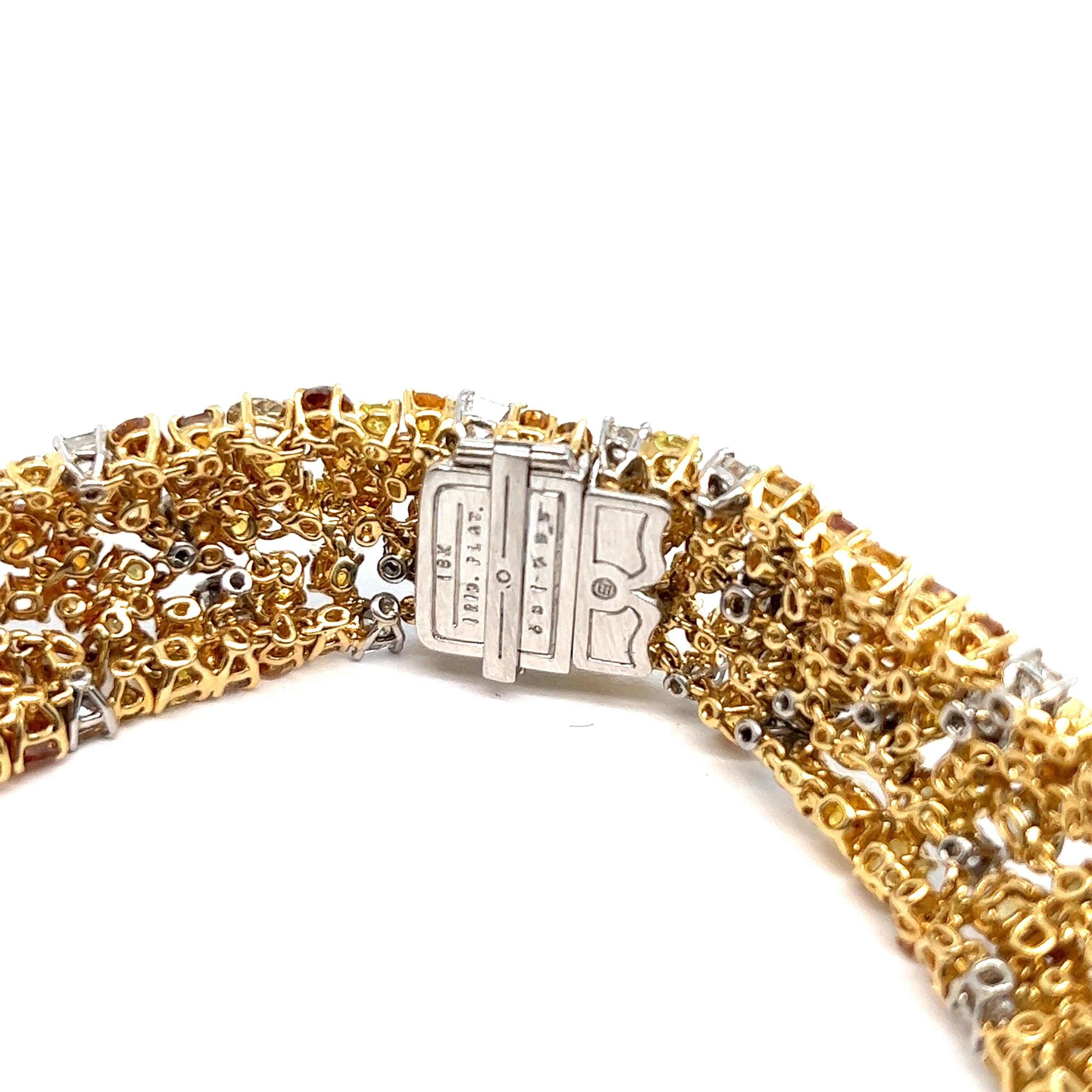 Oscar Heyman Gold Platinum Fancy Color Diamond Necklace   For Sale 1