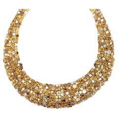Oscar Heyman Gold Platin-Halskette mit ausgefallenen farbigen Diamanten  