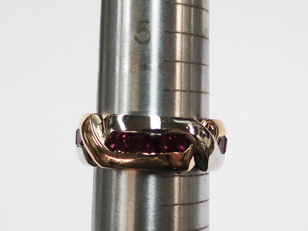 Contemporary Oscar Heyman Gold and Platinum Square Ruby Band Ring For Sale