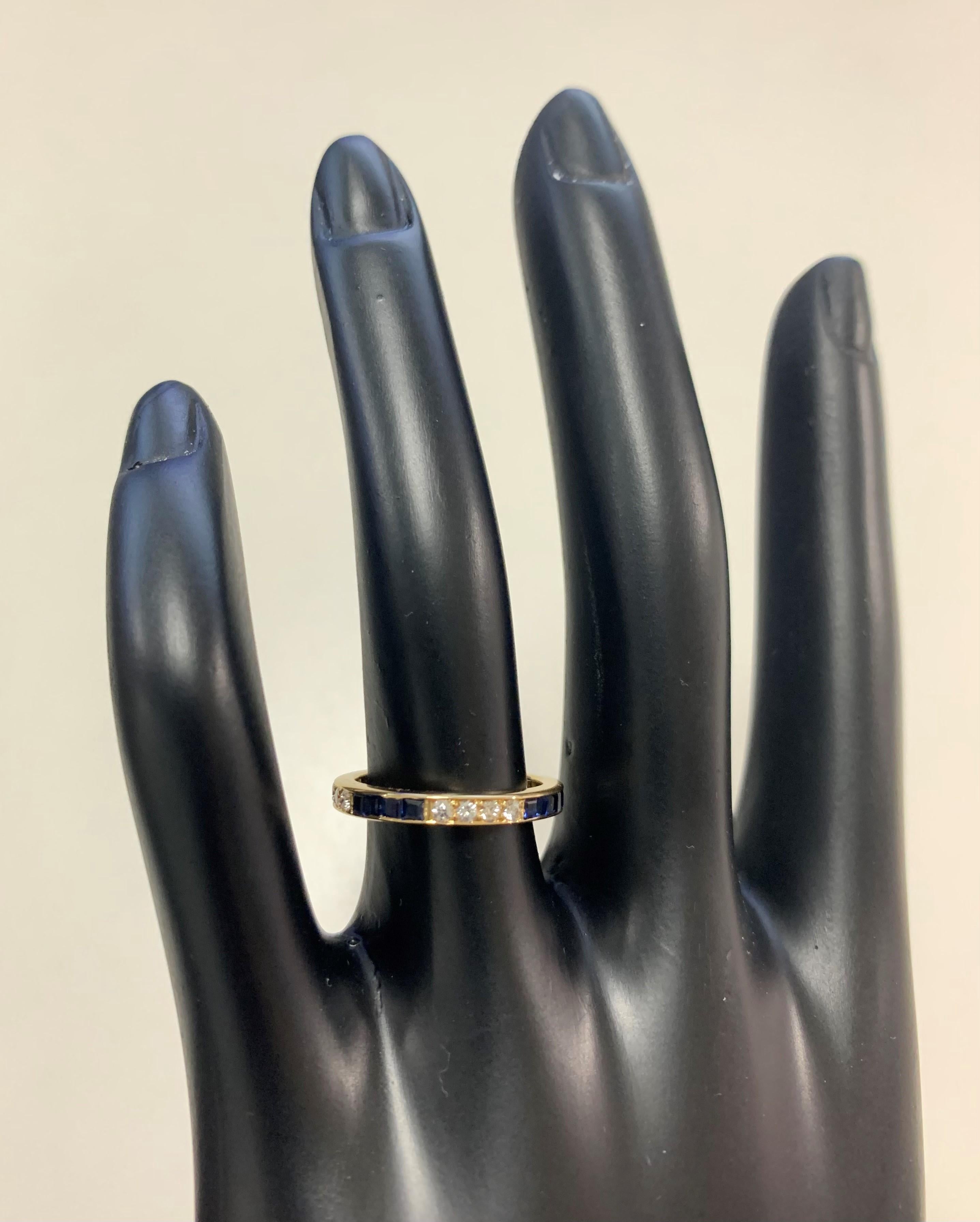 Oscar Heyman Gold Sapphire and Diamond Wedding Band Ring 2