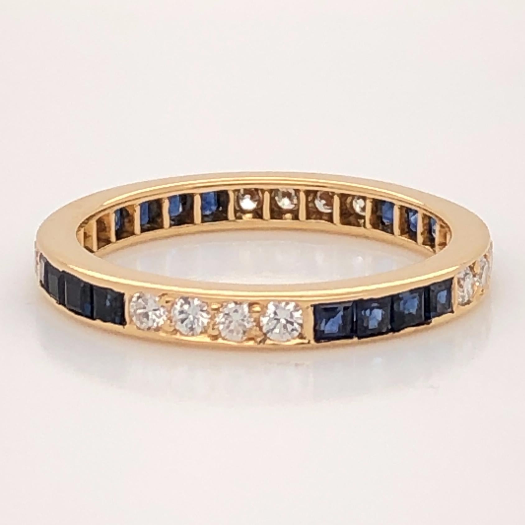 Contemporary Oscar Heyman Gold Sapphire and Diamond Wedding Band Ring