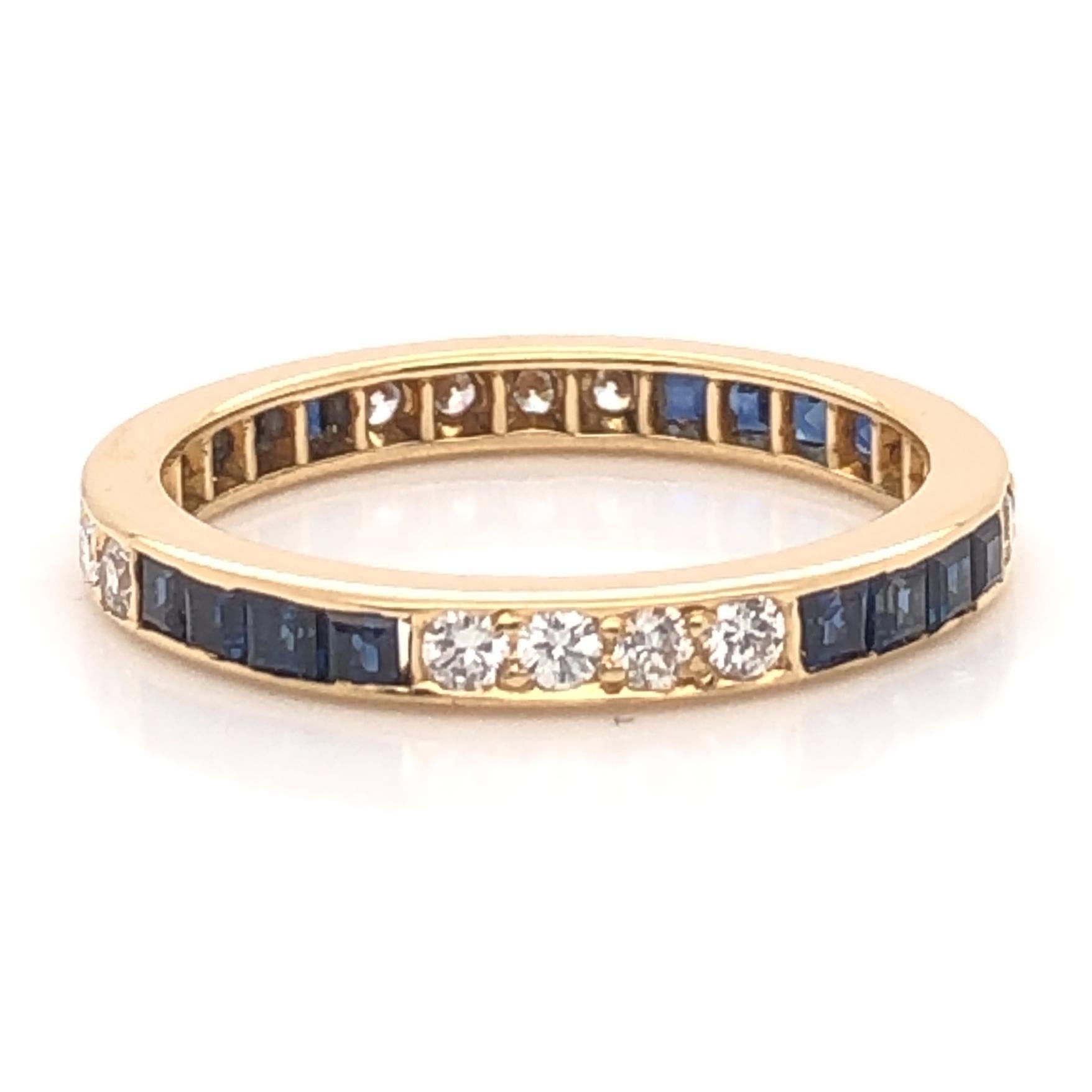 Oscar Heyman Gold Sapphire and Diamond Wedding Band Ring 1