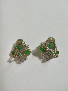Oscar Heyman Jadeite and Diamonds Clip-on Earrings