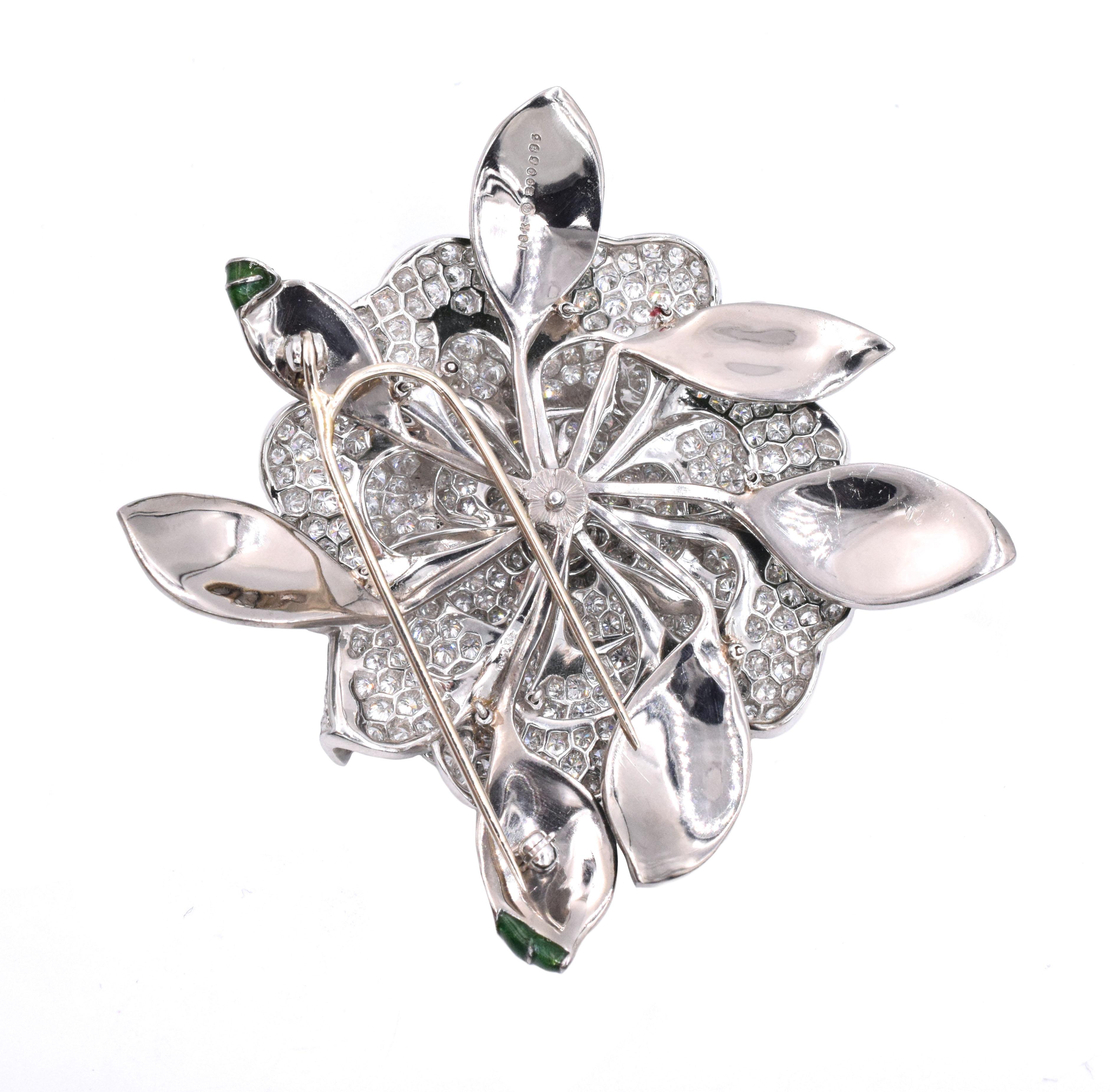 Artist Oscar Heyman Camellia Diamond Brooch