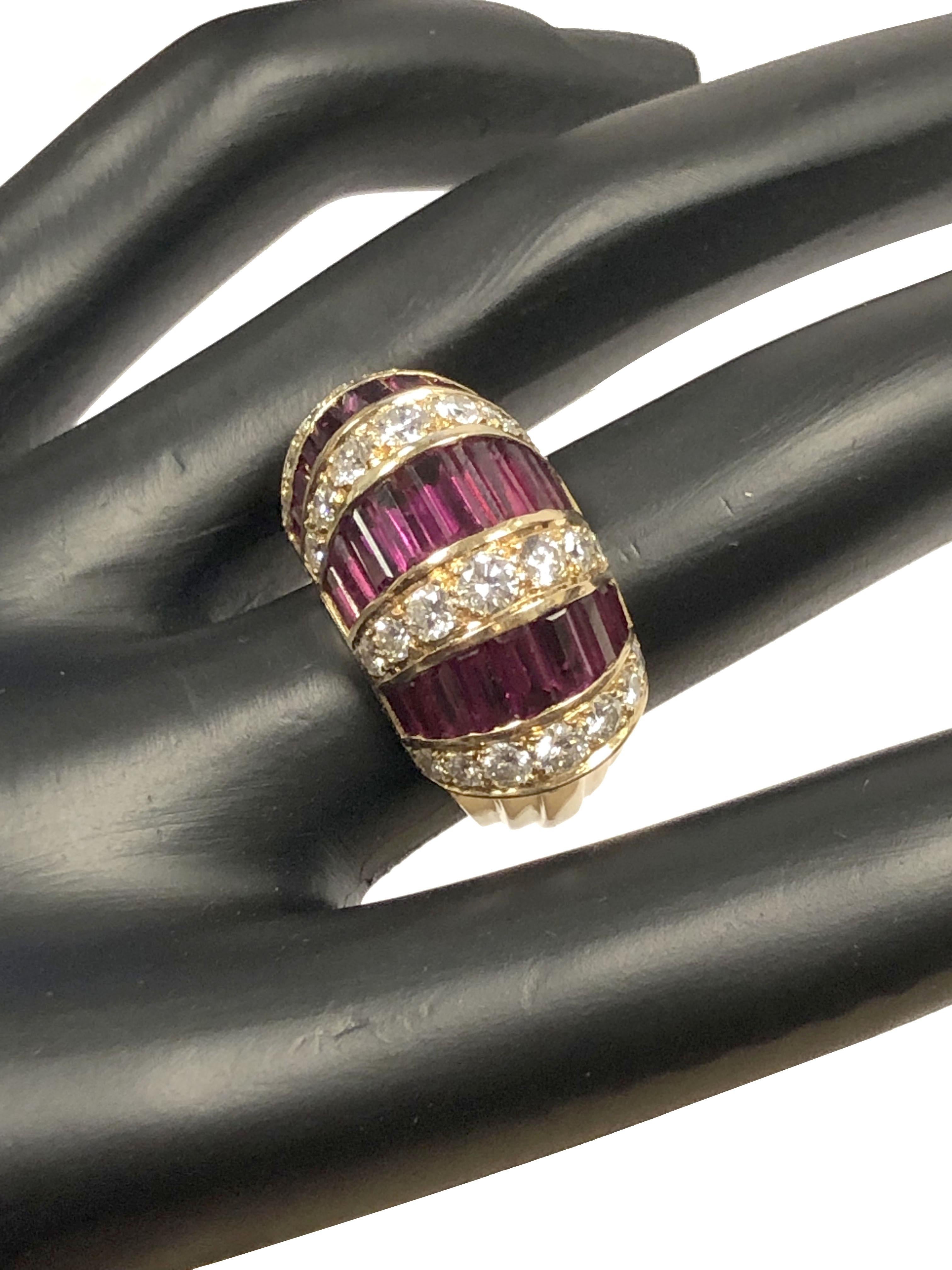 Oscar Heyman Large Yellow Gold Ruby and Diamond Cocktail Ring For Sale 1